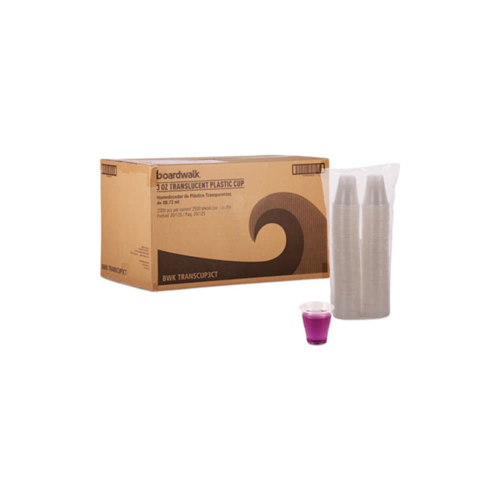 Boardwalk Translucent Plastic Cold Cups 3 oz 125/Sleeve 20 Sleeves/Carton