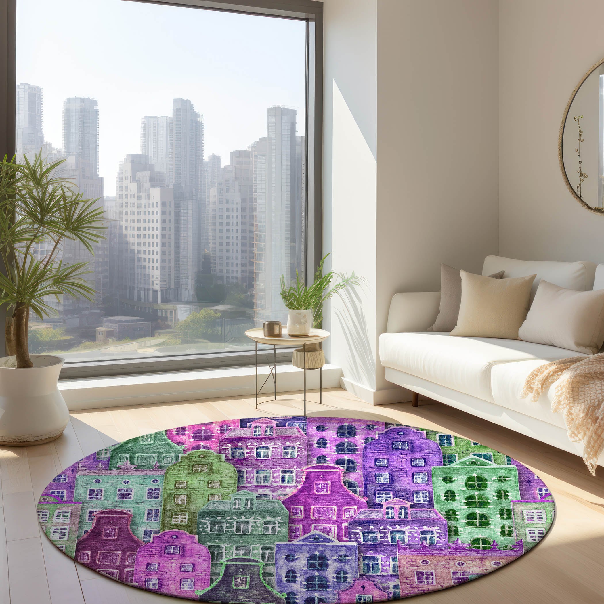 Addison Rugs ACN600PP8RO Chantille ACN600PP 8 x 8 (ft) Polyester Purple Round Indoor/Outdoor Abstract Machine washable Area rug