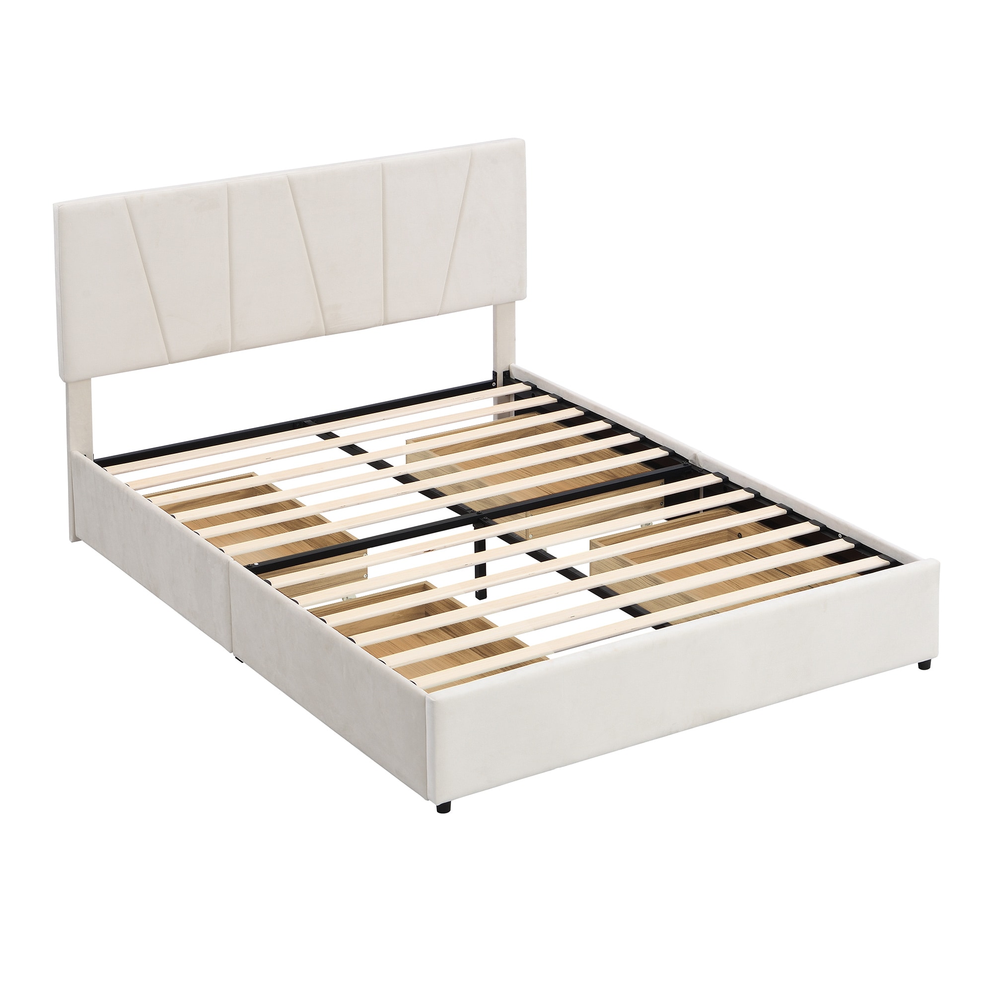 Nestfair PB9910A Beige Queen Wood Platform Bed