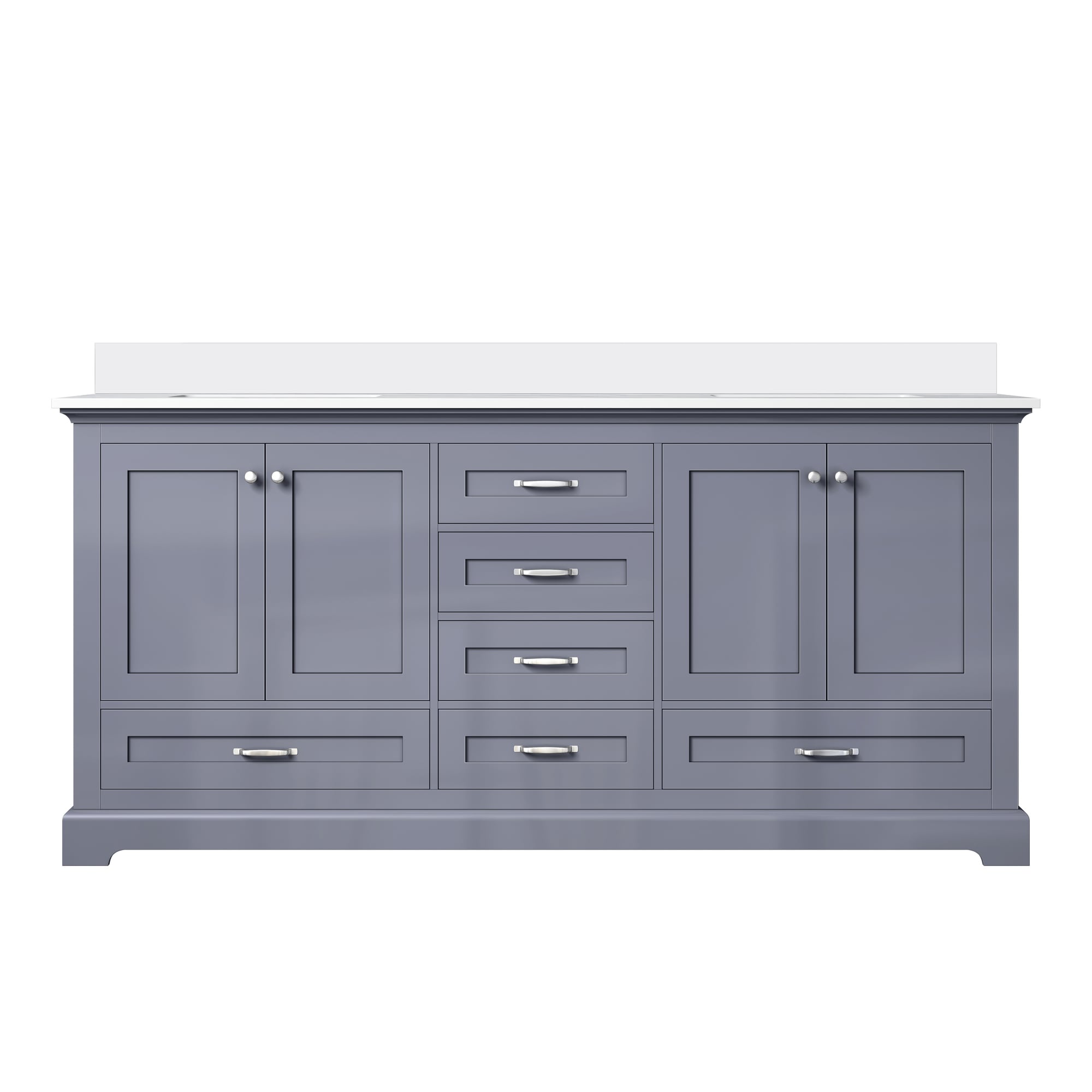 Lexora LVD72DB300 Dukes 72-in Dark Grey Undermount Double Sink Bathroom Vanity with White Cultured Marble Top