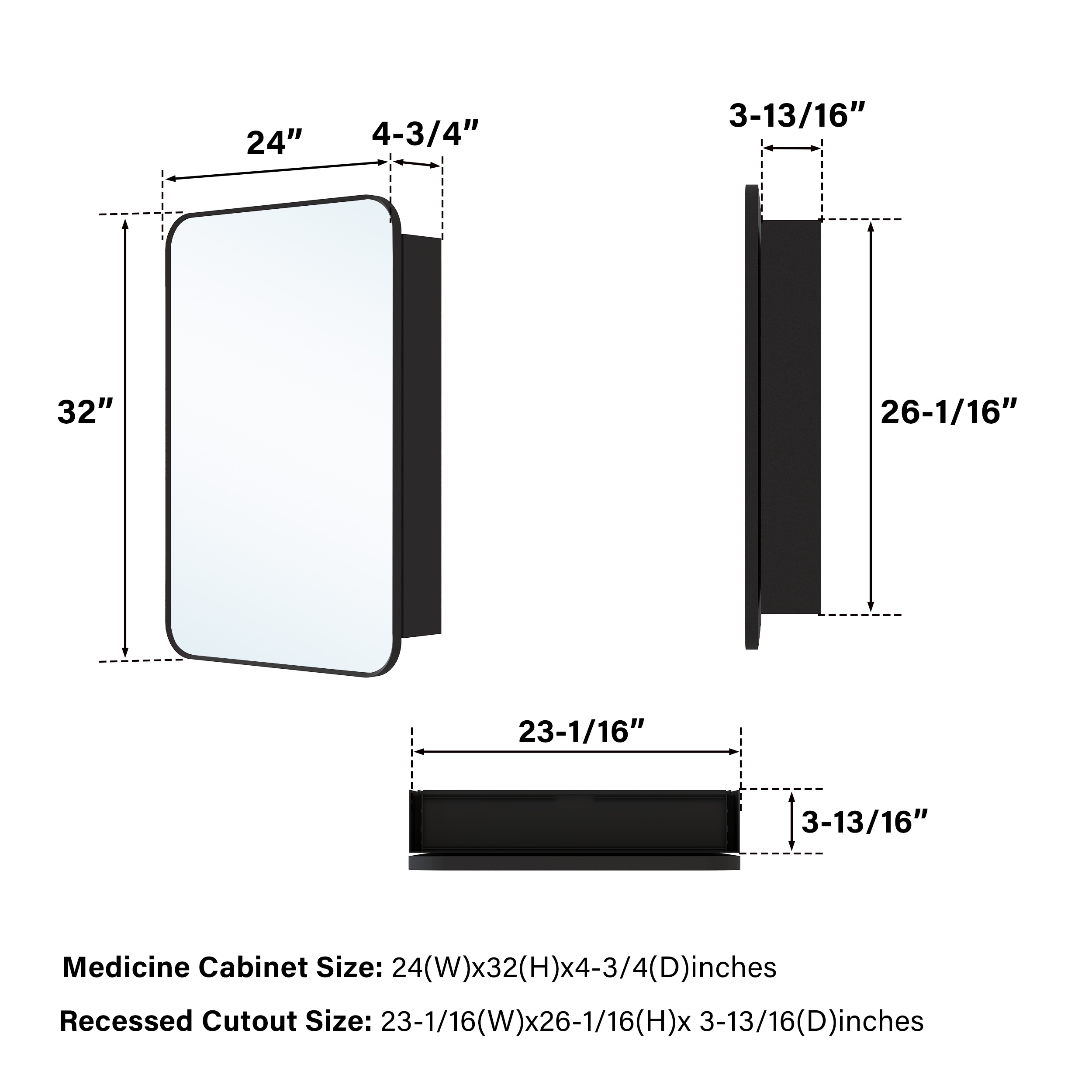 WELLFOR YAH-MGD32 Bathroom-Medicine-Cabinets - View #7