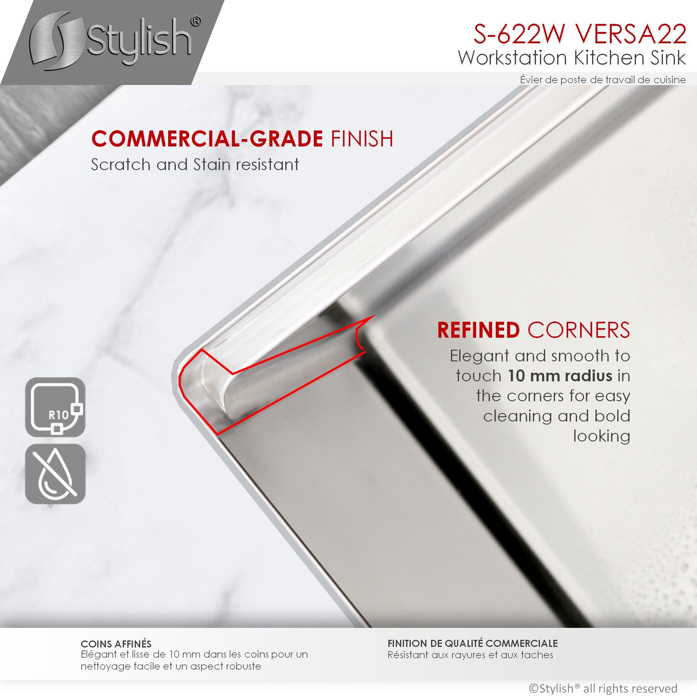 Stylish S-622W1 Kitchen-Sinks - View #4
