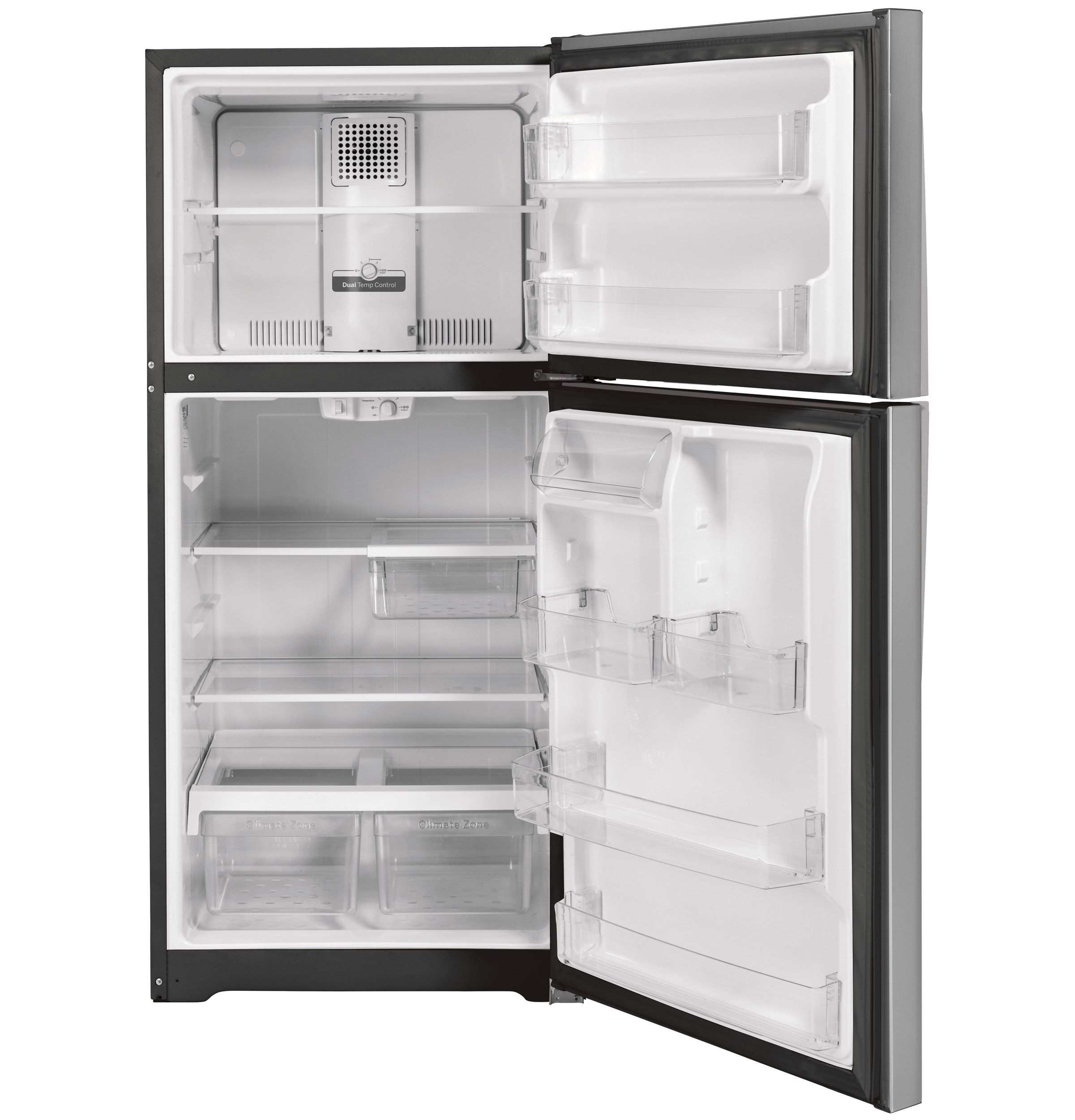 GE Garage-ready 21.9-cu ft Top-Freezer Refrigerator (Stainless Steel)