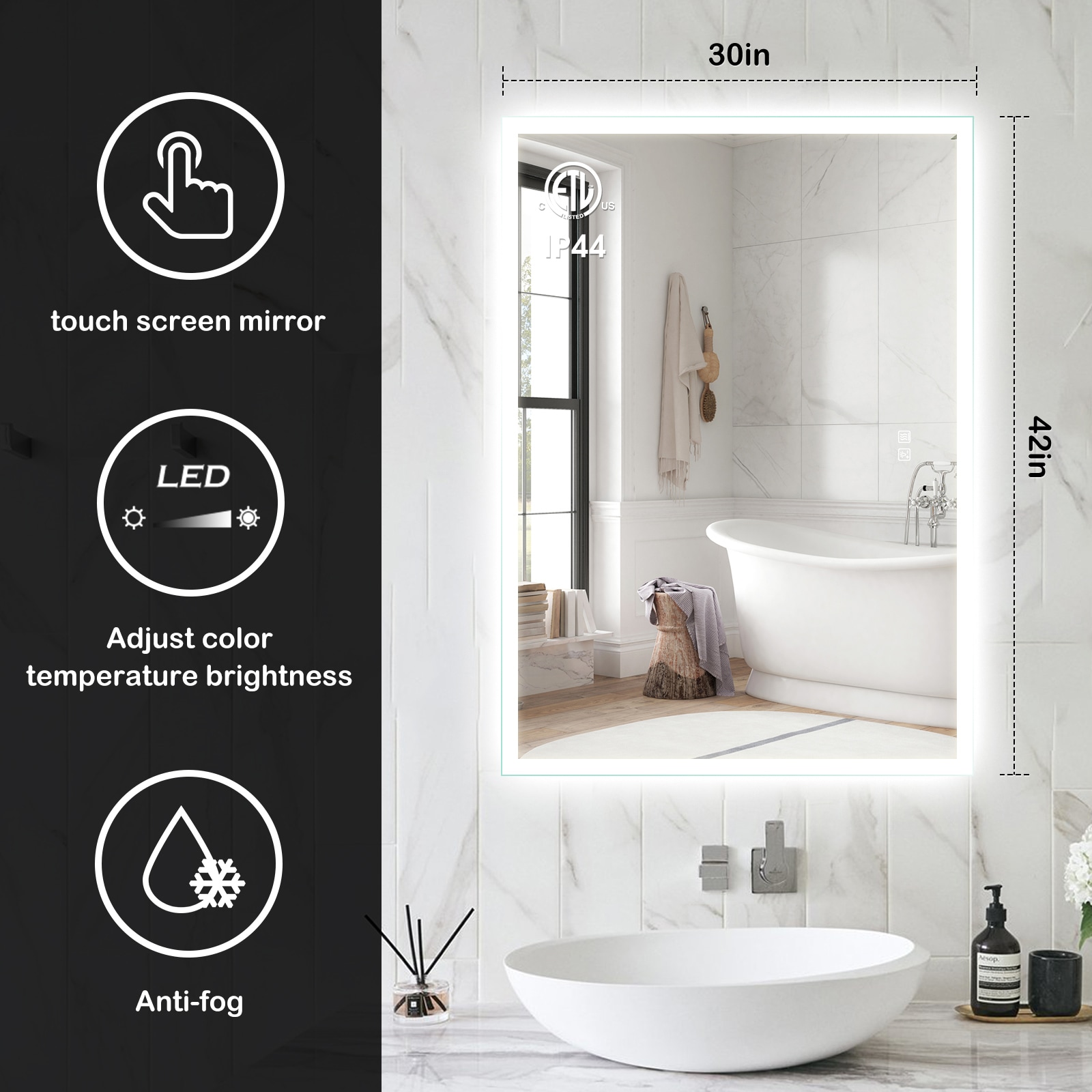 HomLux MA034230TD-OL Framed-Bath-Mirrors - View #4