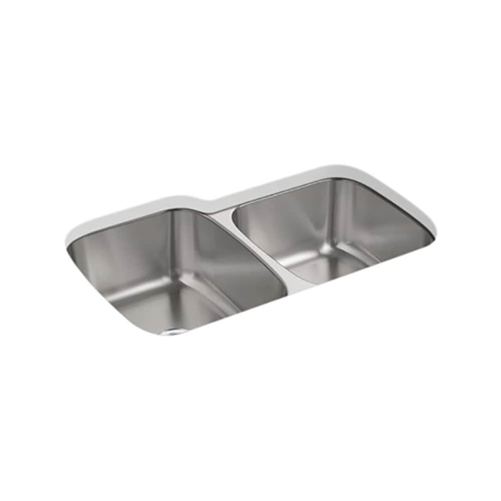 KOHLER Ballad Undermount 31.5-in x 20.5-in Stainless Steel Double Equal Bowl  Kitchen Sink in the Kitchen Sinks department at