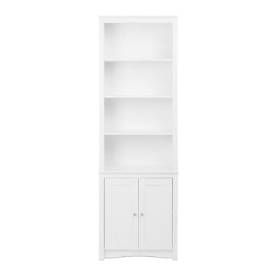 Prepac Homeoffice White 6 Shelf Modular, White Bookcase With Doors On Bottom
