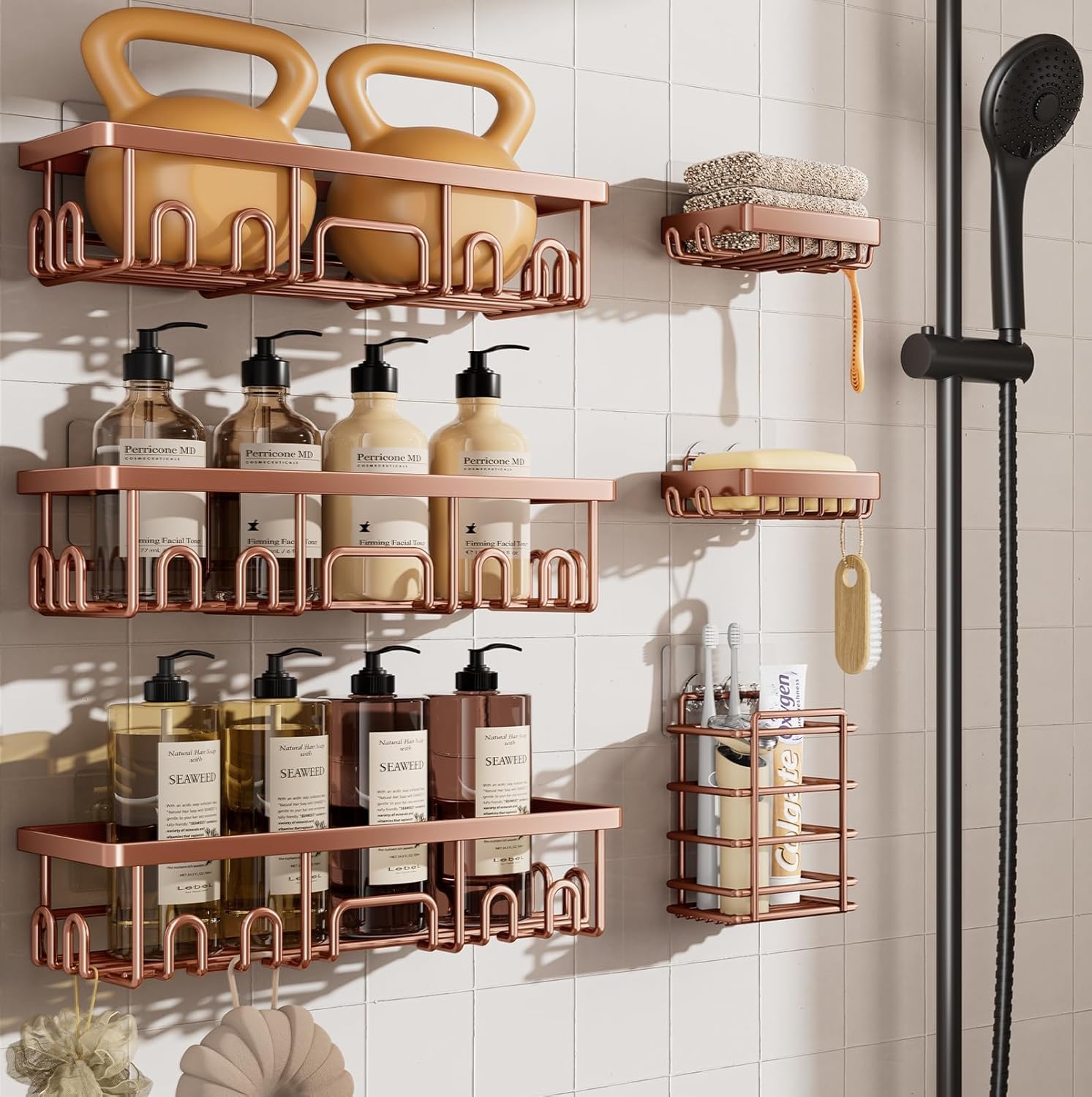 Lovav - Shower Caddy 6 Pack Adhesive Shelves Rustproof Waterproof No Drill Bathroom Storage Organ...