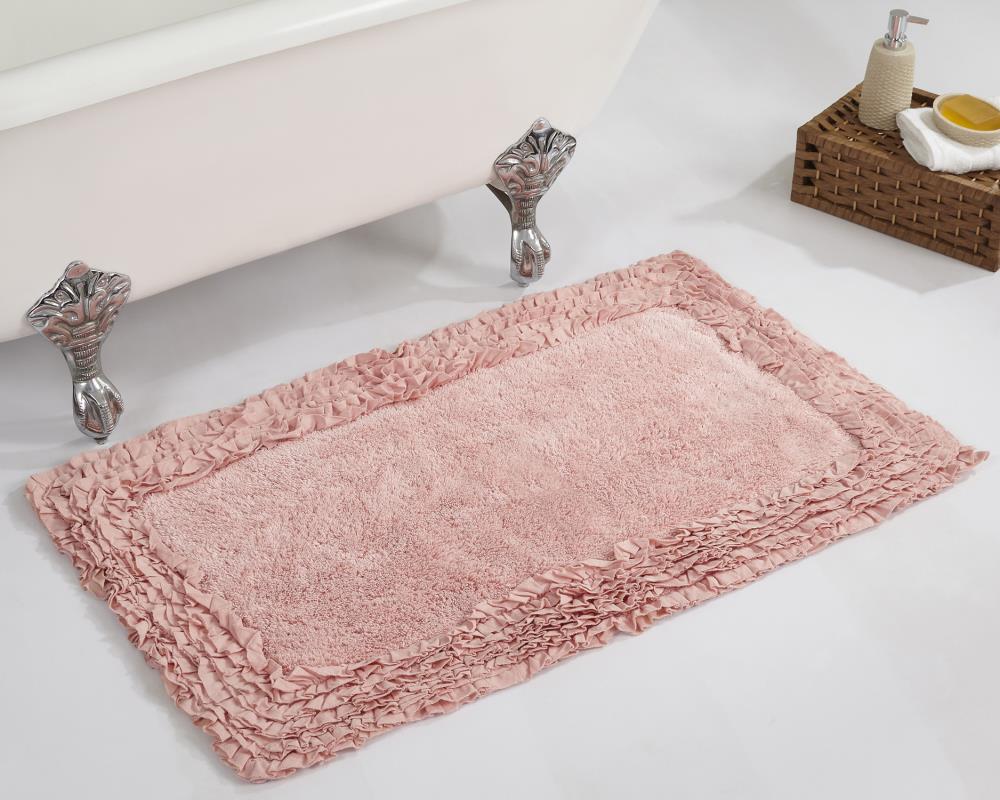 Better Trends Shaggy Border Bath Rug 24-in x 40-in Pink Cotton