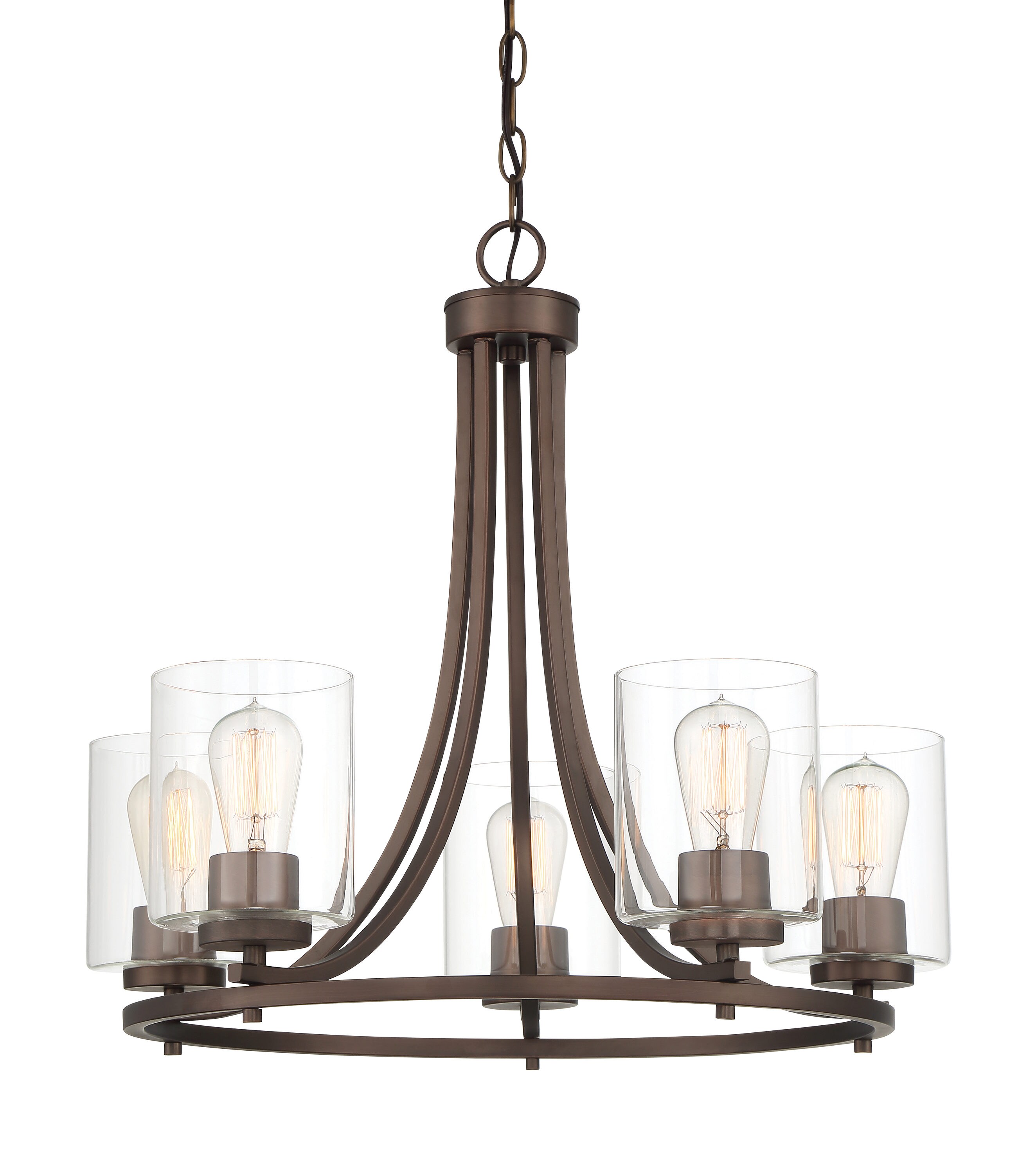 Liam Satin Copper Bronze Classic 24" Five-Light Chandelier