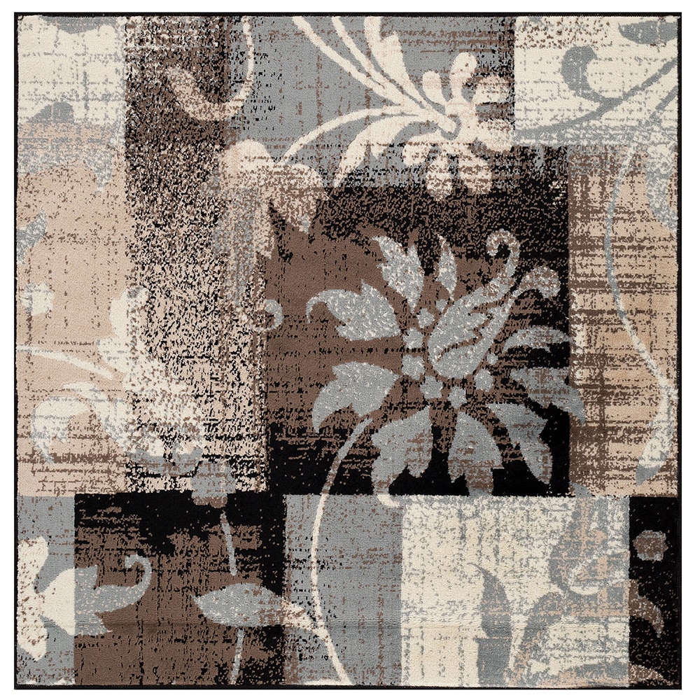 Superior 5X5RUG-PASTICHE 5 x 5 (ft) Polypropylene Beige Rectangular Indoor Floral/Botanical Mid-Century Modern Area rug