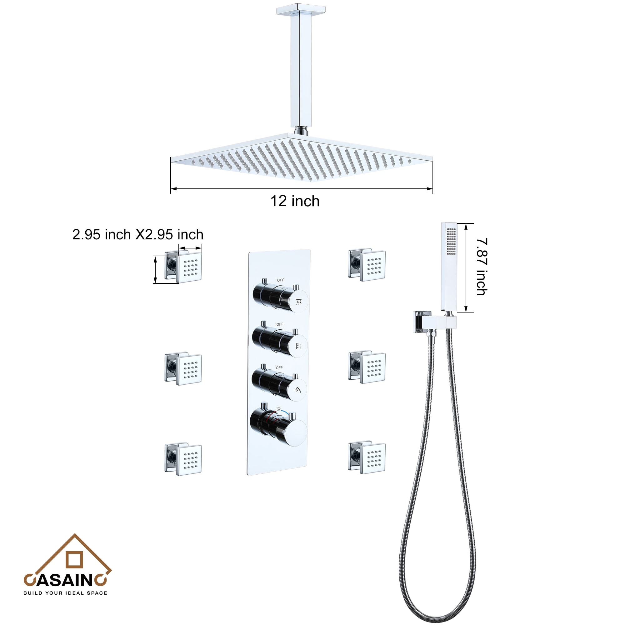 CASAINC WE-SS08CH Showerhead-Bar-Panels - View #7