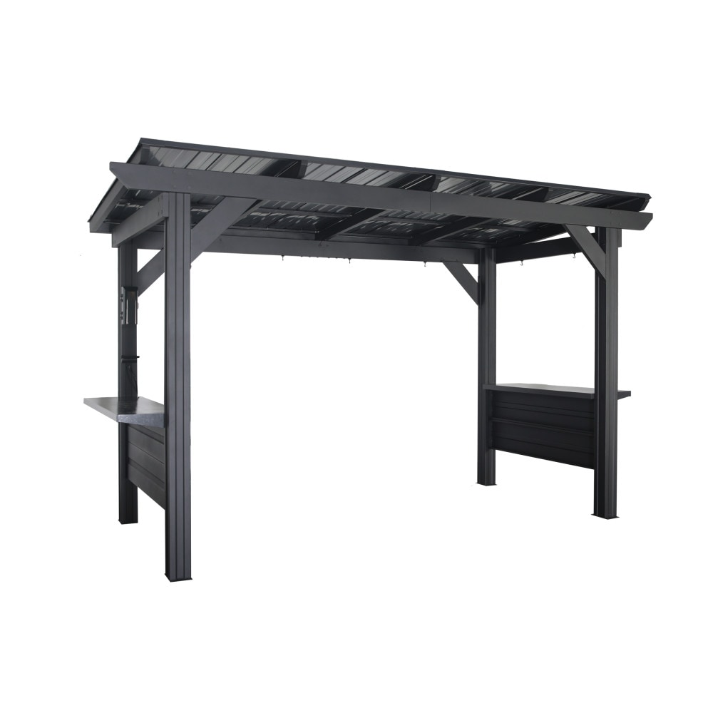 Rockport XL Black Steel Grill Gazebo with Countertops