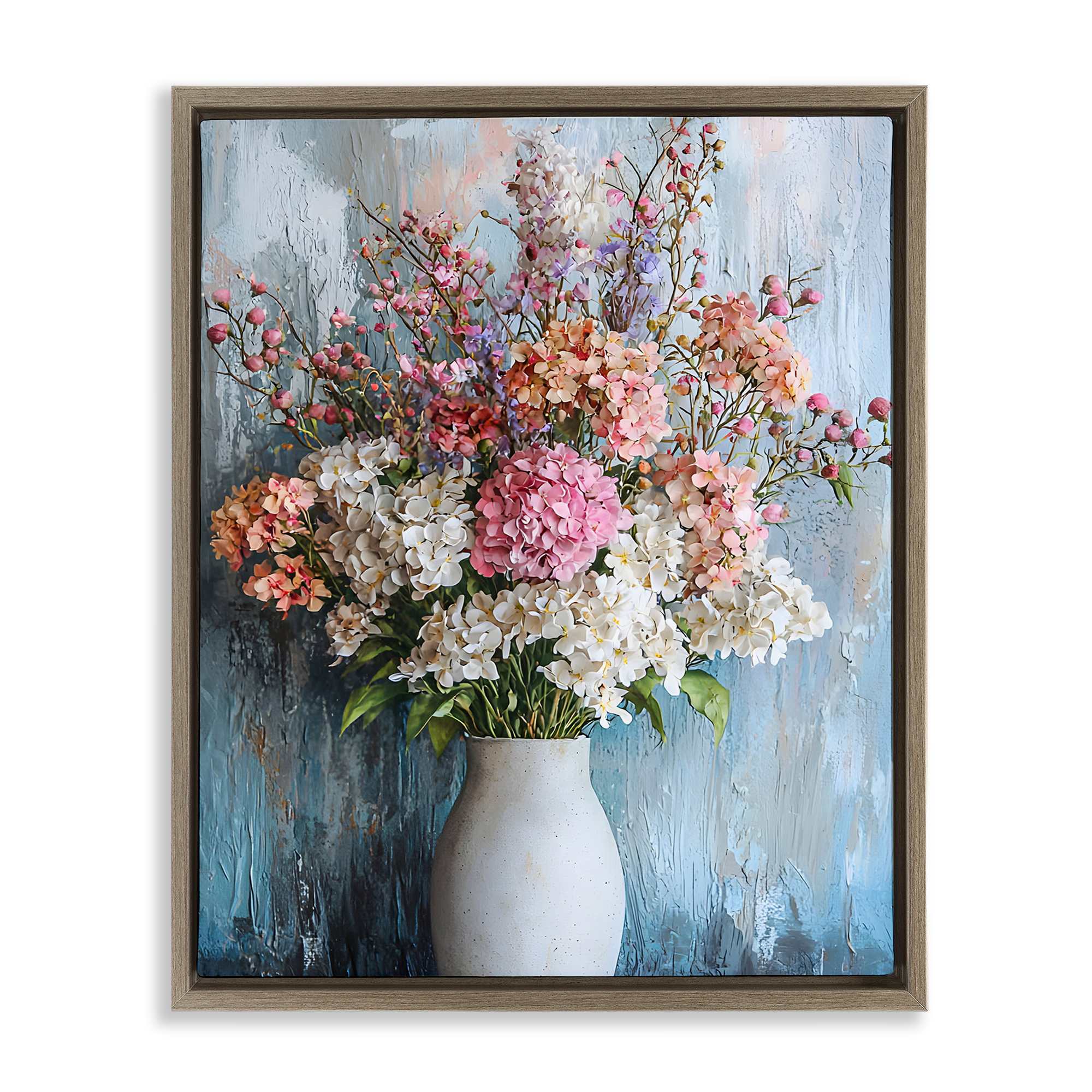 Stupell Industries BT-635-FFE-24X30 Hydrangea Vase Still Life Brown Framed Floater Canvas Wall Art By Franklyn Gregory 25 x 31