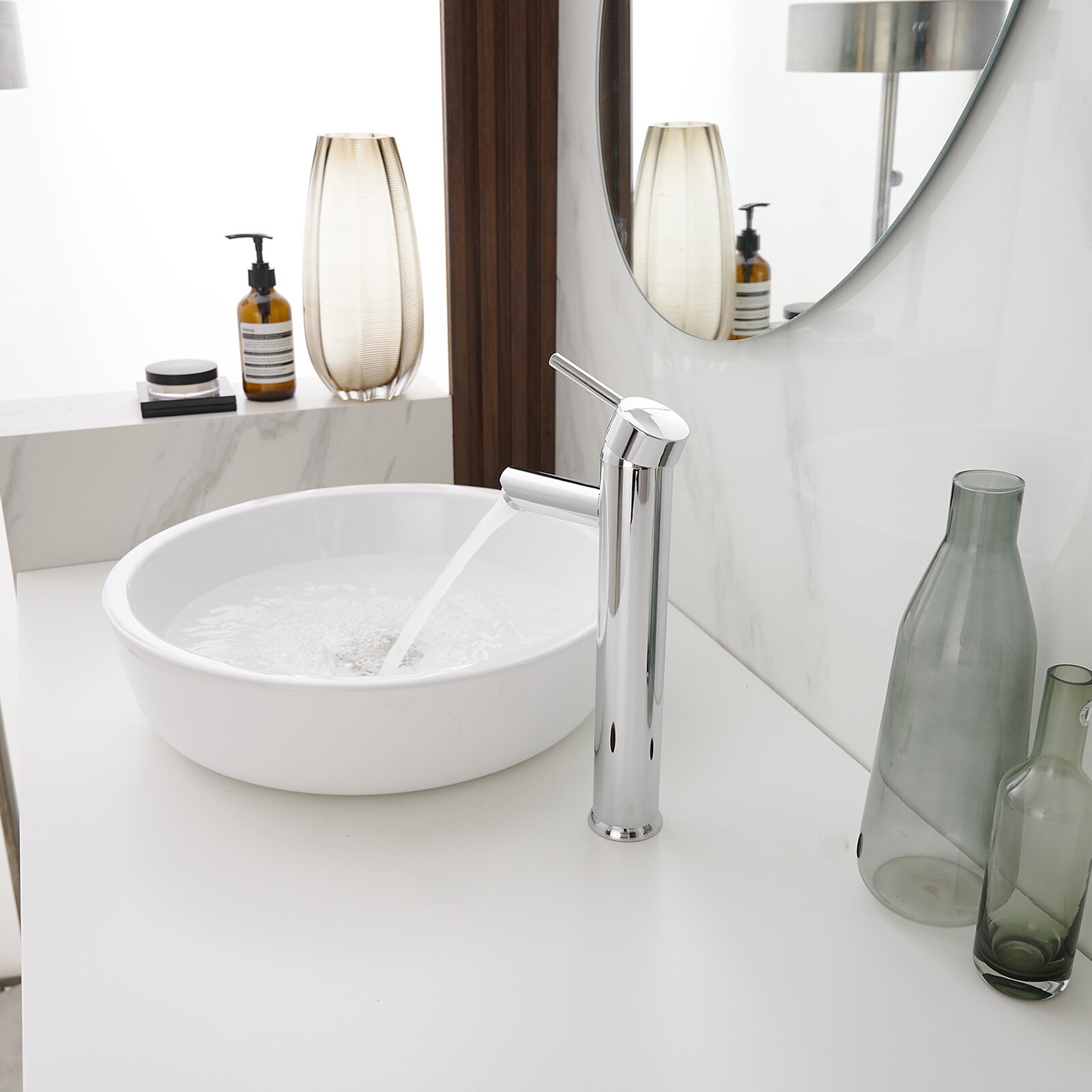 Polished Chrome Single Handle Vessel Sink Faucet