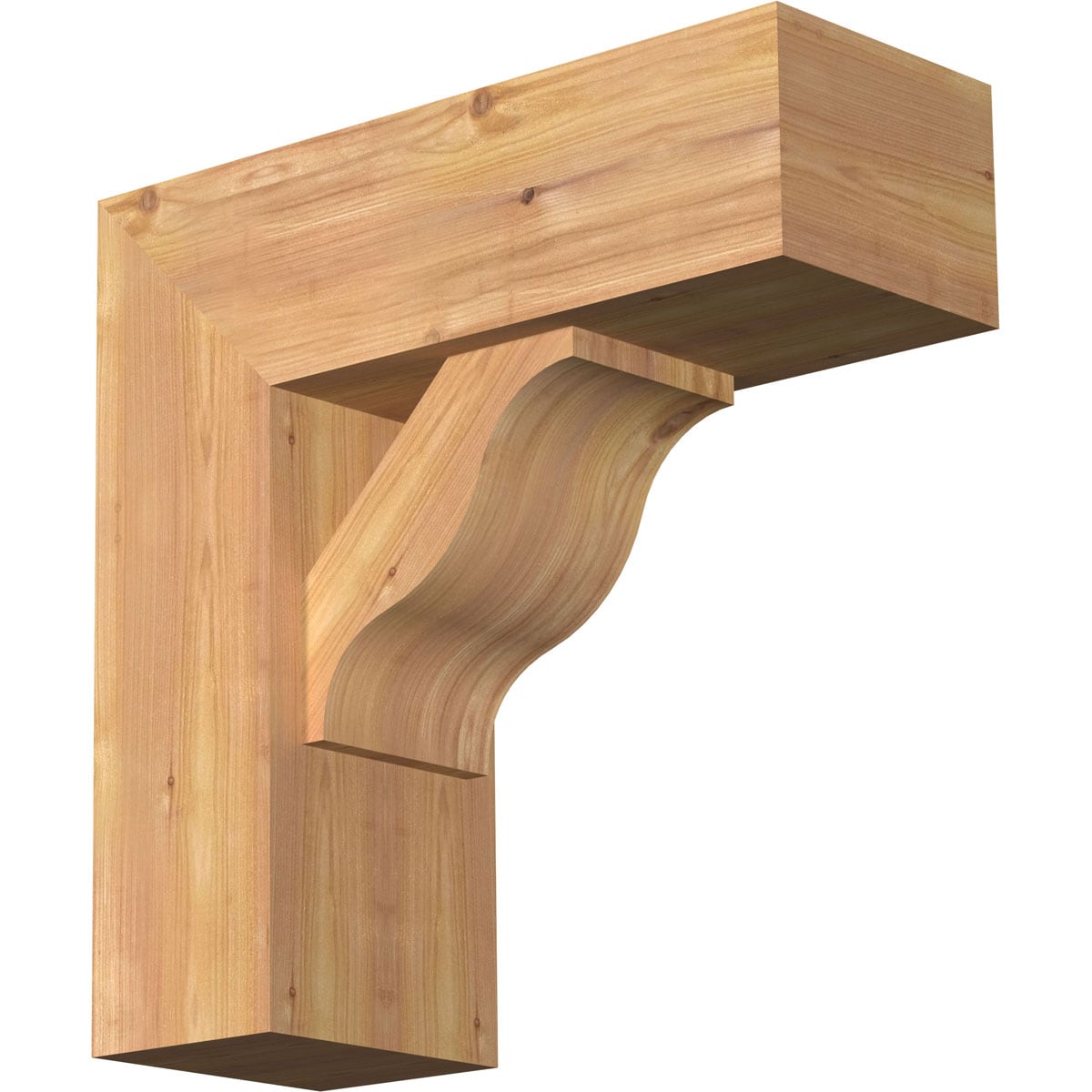 Ekena Millwork 1462366 Funston Block Smooth Bracket with Offset Brace 7-1/2-in x 20-in x 20-in Western red cedar Brown Wood Standard bracket