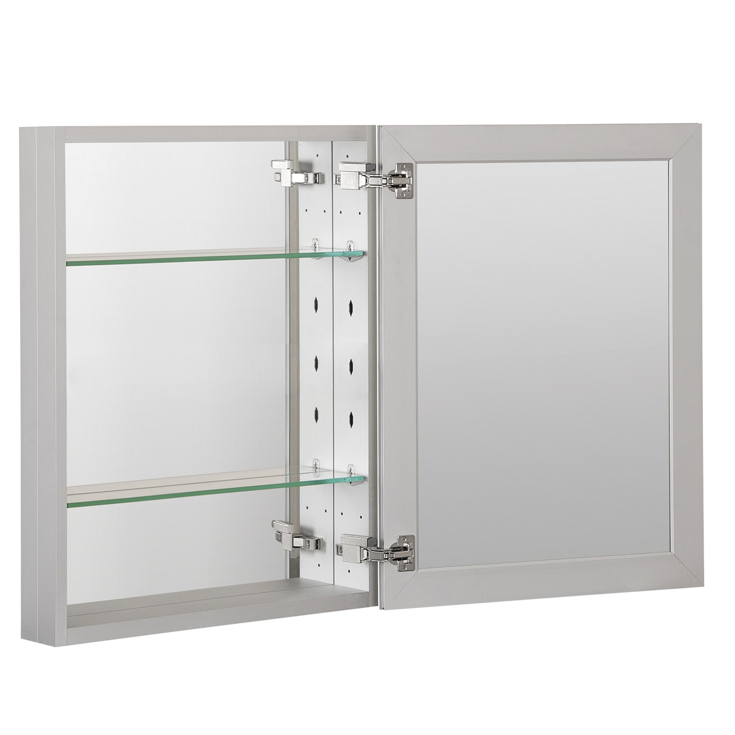 Forclover KF 16-in x 20-in Surface/Recessed Mount Satin Mirrored Soft Close Medicine Cabinet