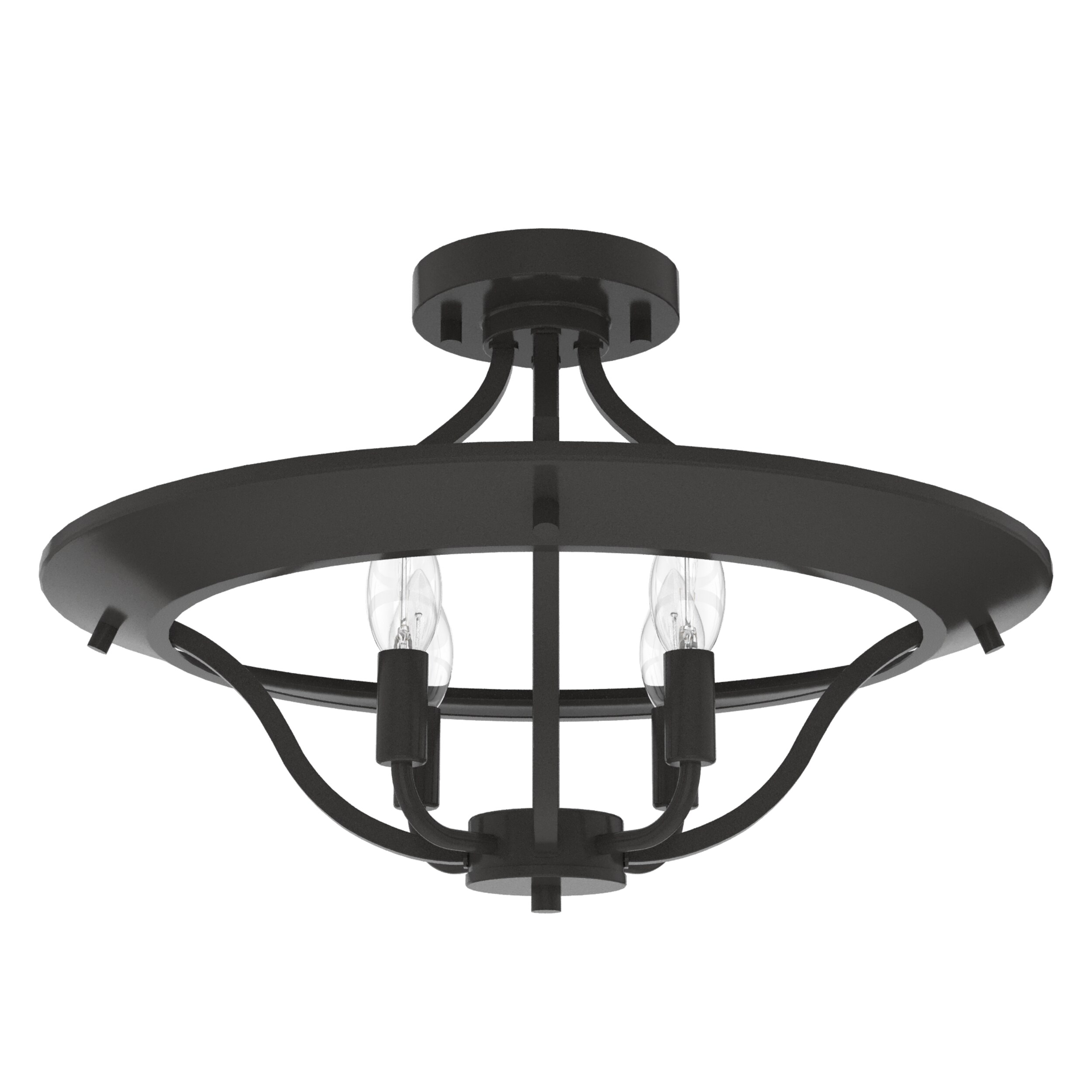 Hunter 19422 Perch Point 4.0 -Light 18.0-in Satin Bronze Semi Flush Mount Light