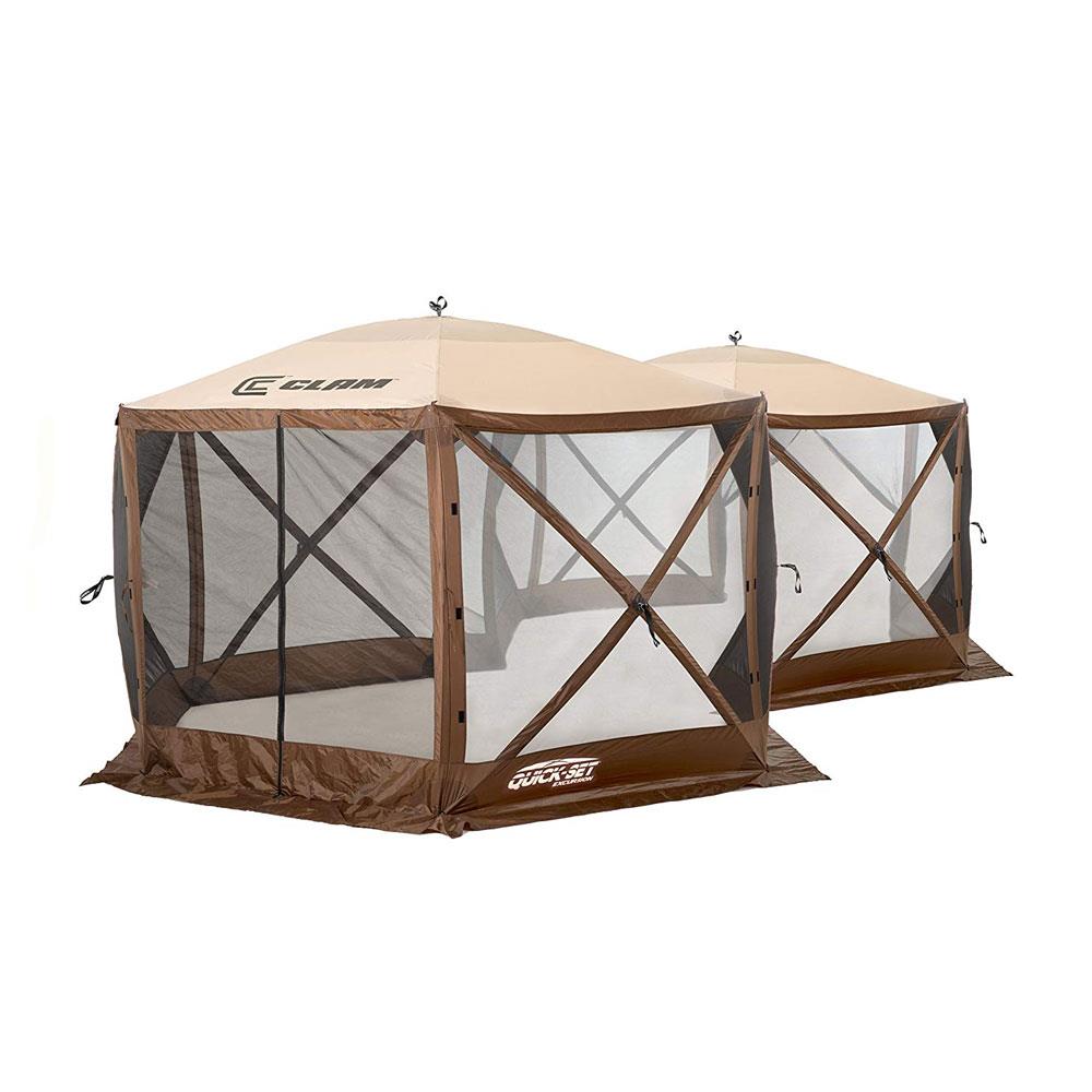 Clam Outdoors 145173 11.5-ft L Square Brown Pop-Up Canopy