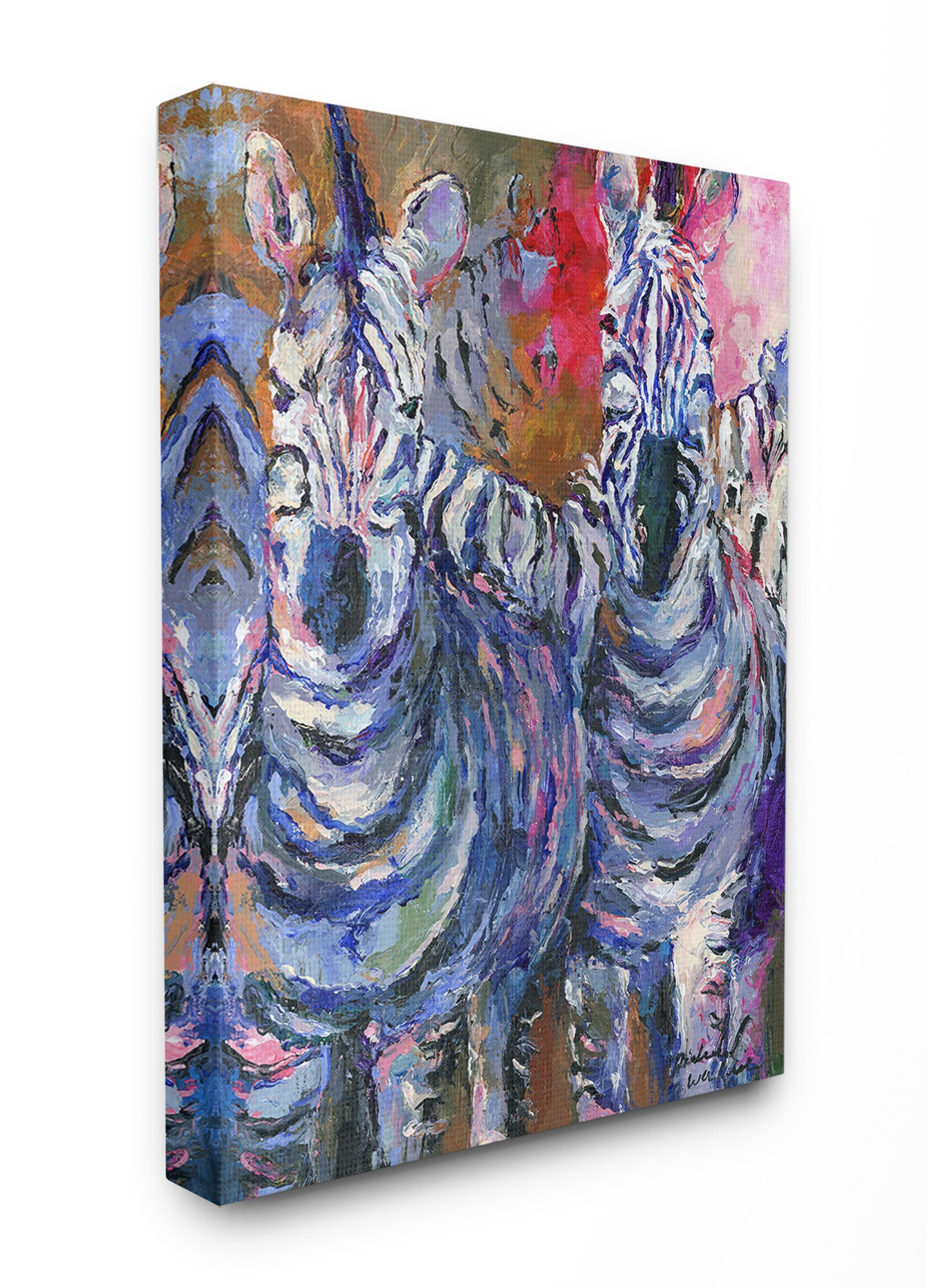 Stupell Industries WLA-110-CN-16X20 Brightly Colored Rainbow Painted Zebra Herd Richard Wallich 20-in H x 16-in W Abstract Print on Canvas