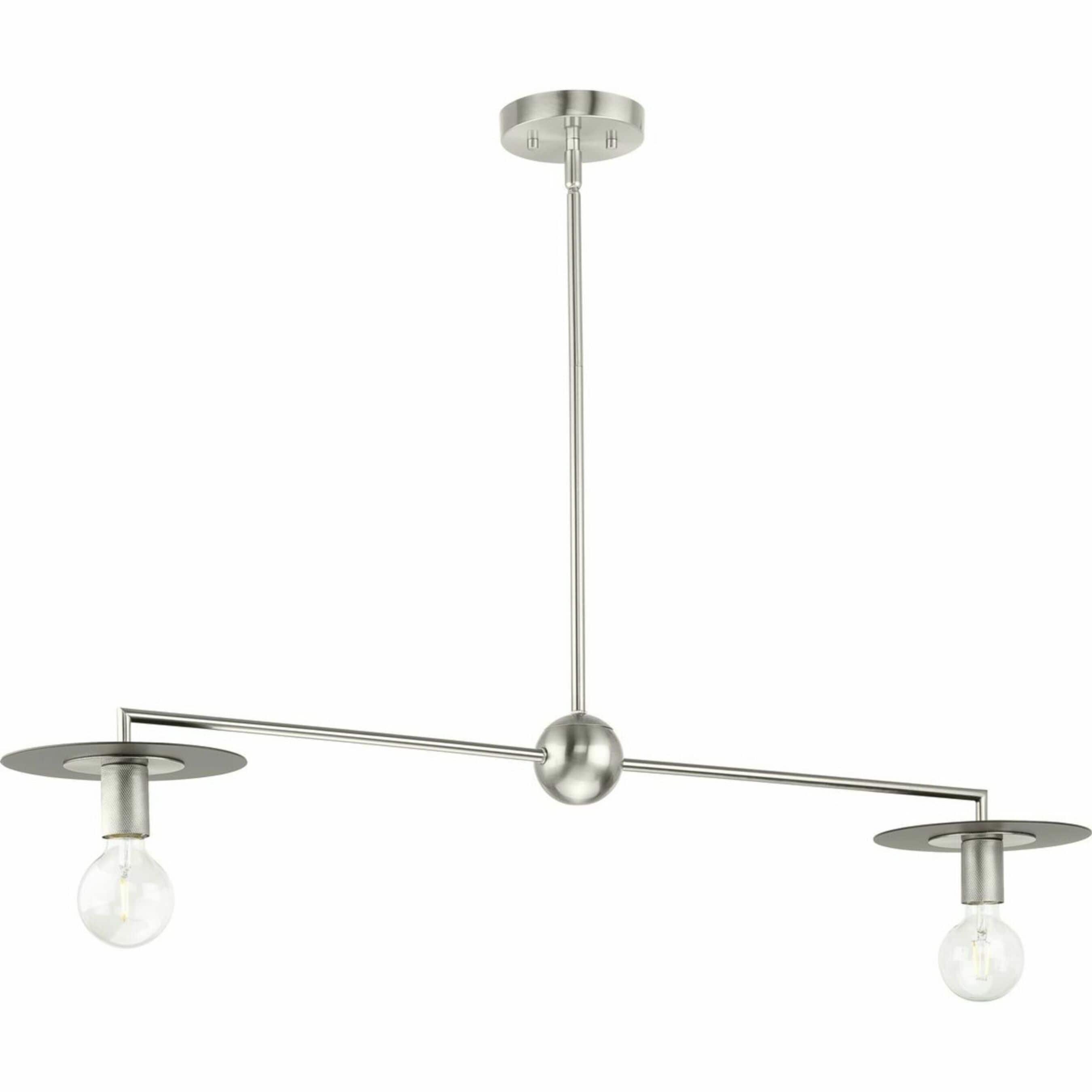 Progress Lighting P400336-009 Trimble 2 -Light Brushed Nickel Industrial For Use in Bedrooms, Dining Rooms, Foyers, Kitchens, Living Rooms Chandelier