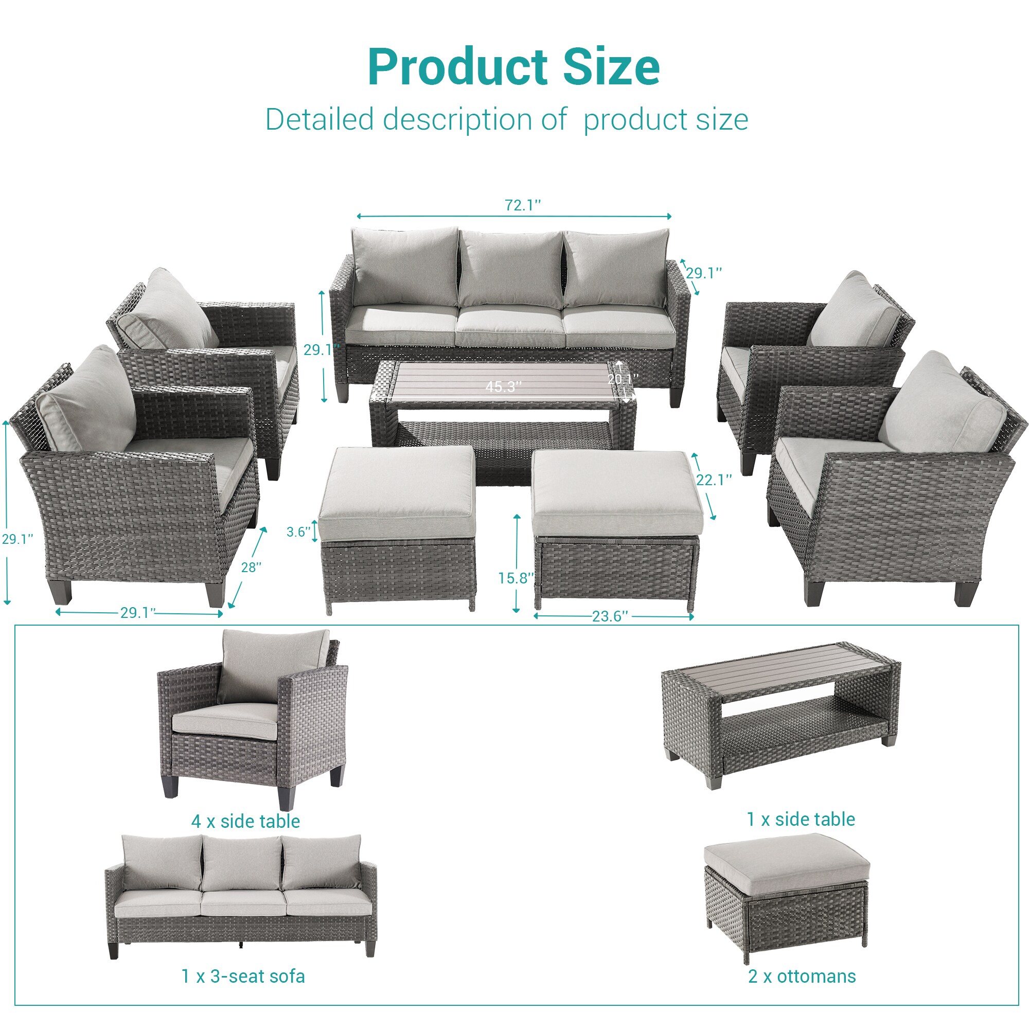 ACEGOSES LW-ST21-115HLY Patio-Conversation-Sets - View #3