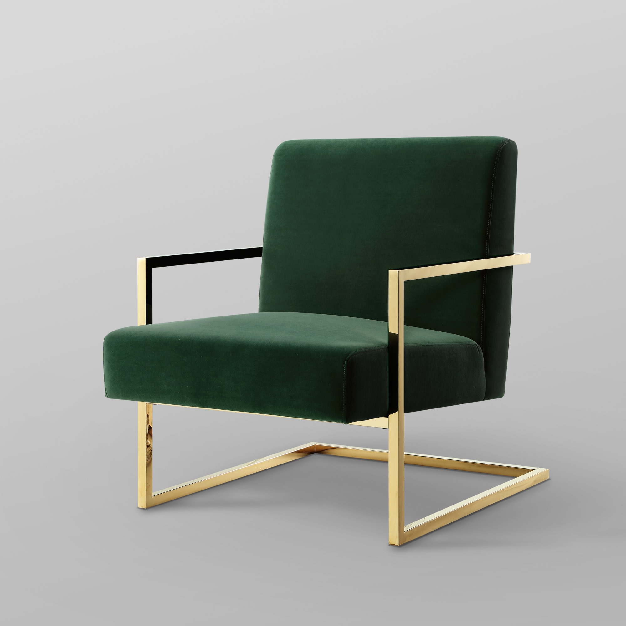 Nicole Miller Konnor Modern Green/Gold Velvet Accent Chair in the ...