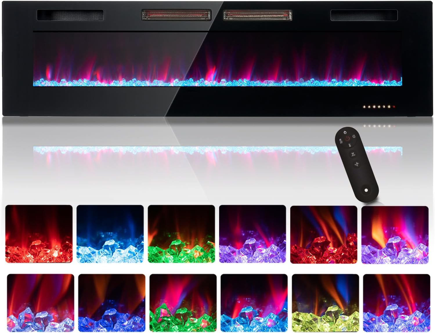 BABOOM 36-in W Black Infrared Quartz Electric Fireplace BOM-69US-BK-CO Sansujyuku sansujyuku.com