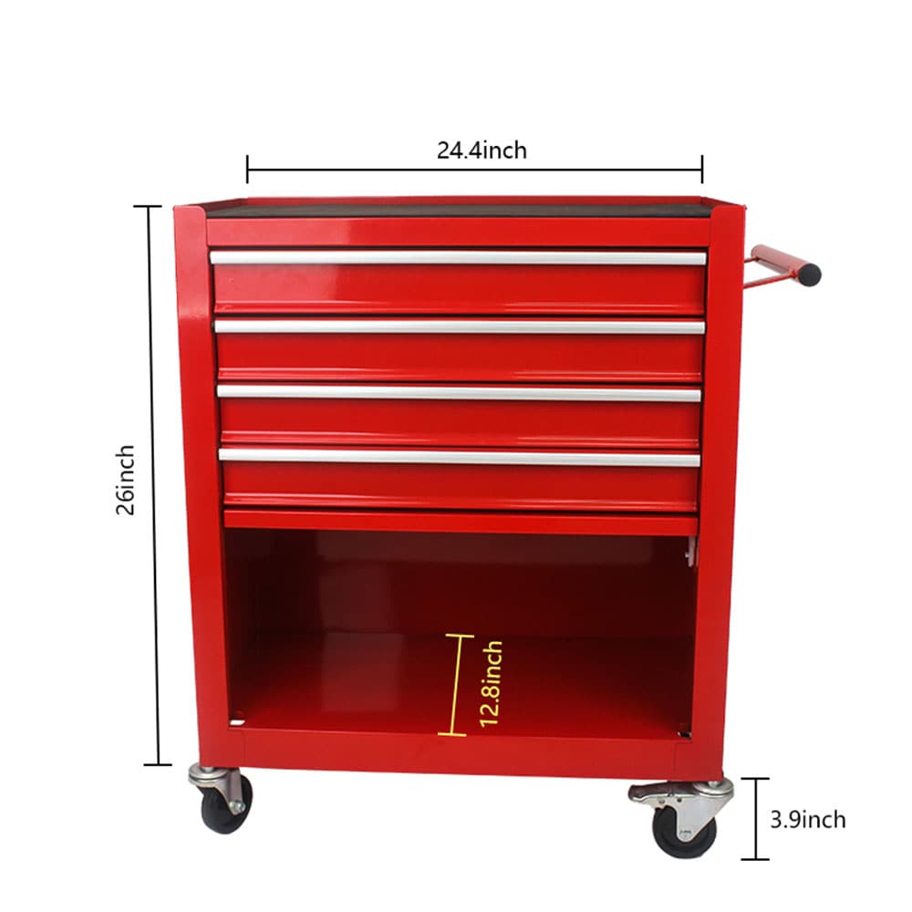 7-Drawers Multifunctional Tool Boxes on Wheels, Lockable 4 Casters Tool  Cart Cabinet, Powder-coated Steel Rolling Tool Chest with Key for Garage