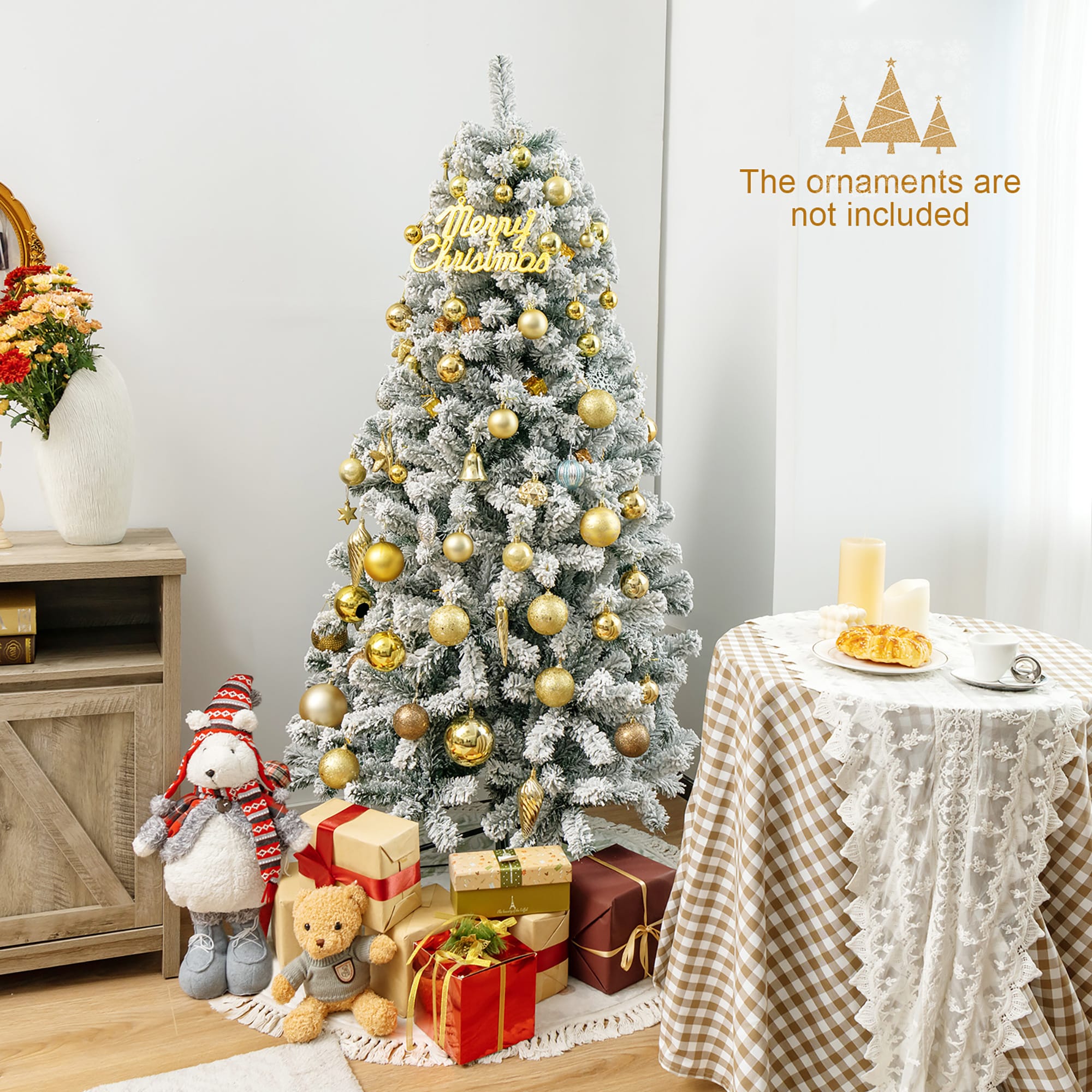 Forclover ALHY-067CM 6-Feet Slim White Artificial Christmas Tree