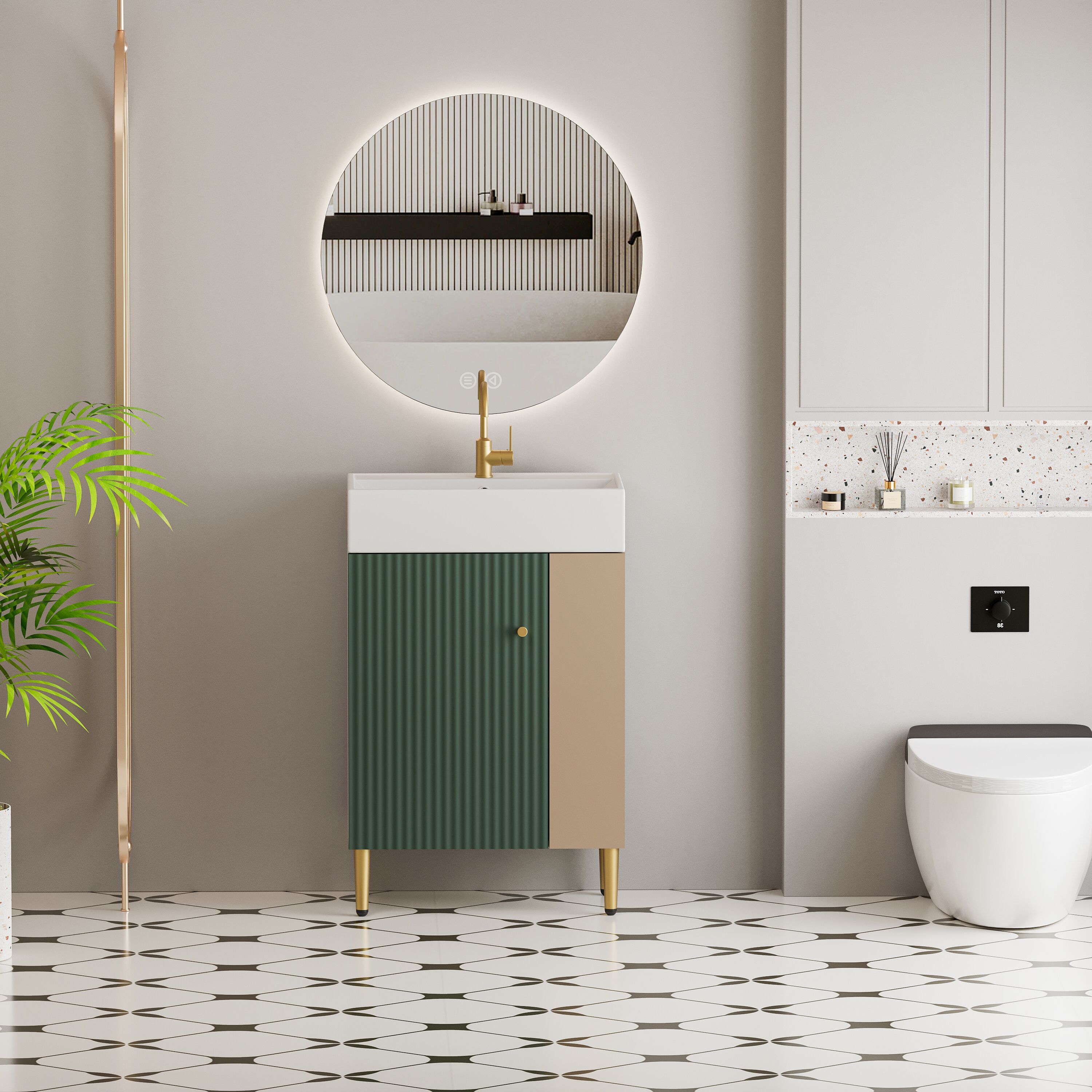 Vanityfus - 21.6 Inch Modern Freestanding Bathroom Vanity Cabinet with Integrated Ceramic Sink Ri...