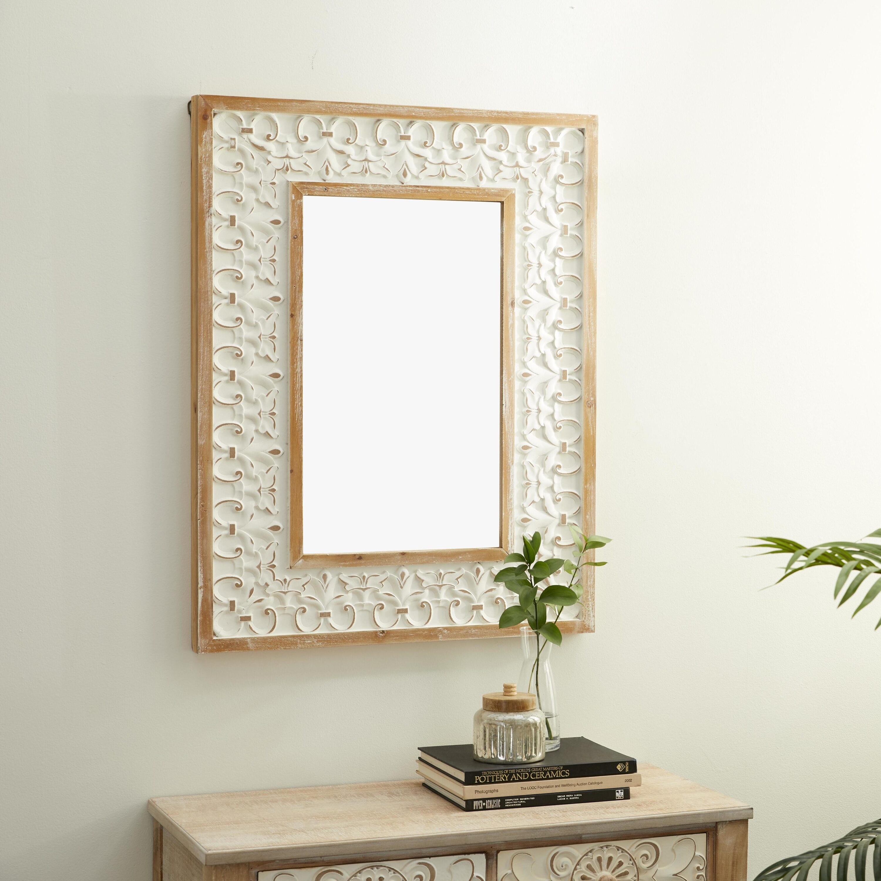 French Provincial Gold Carved Wood Rectangular Mirror
