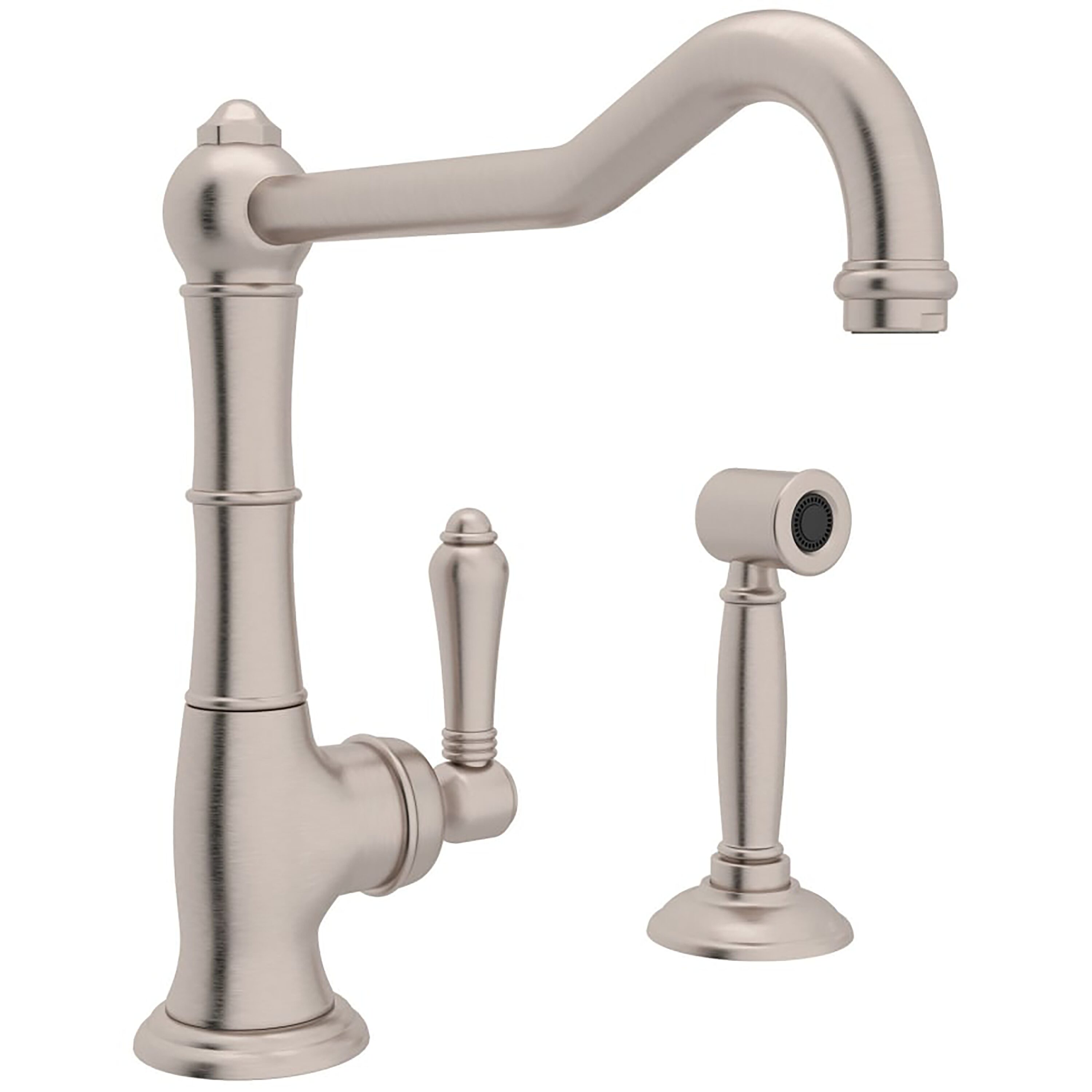 Rohl A3650/11LMWSSTN-2 Satin Nickel Single Handle Deck-mount Kitchen Faucet ( Side Sprayer Included )