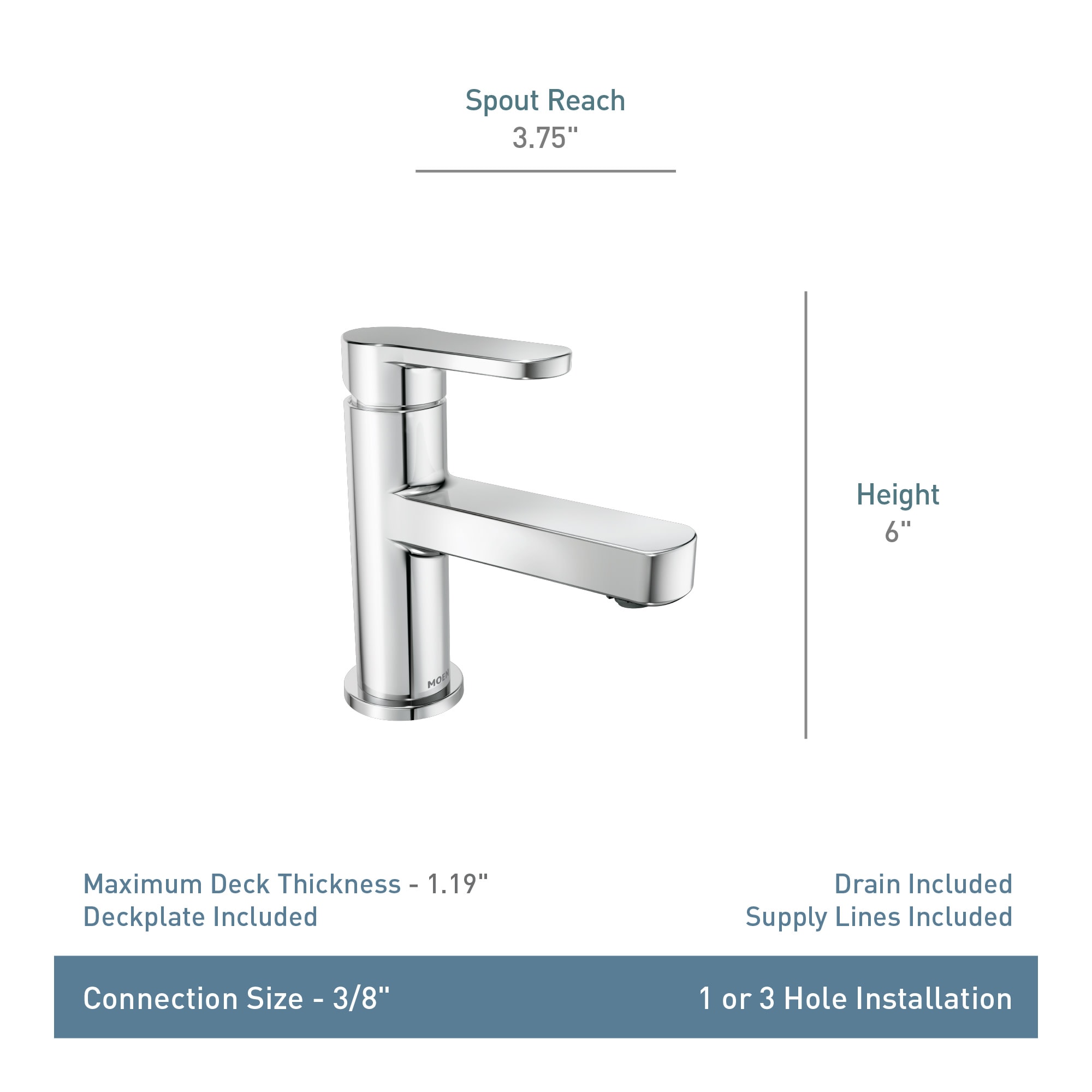 Laris Chrome Single Handle Modern Bathroom Faucet