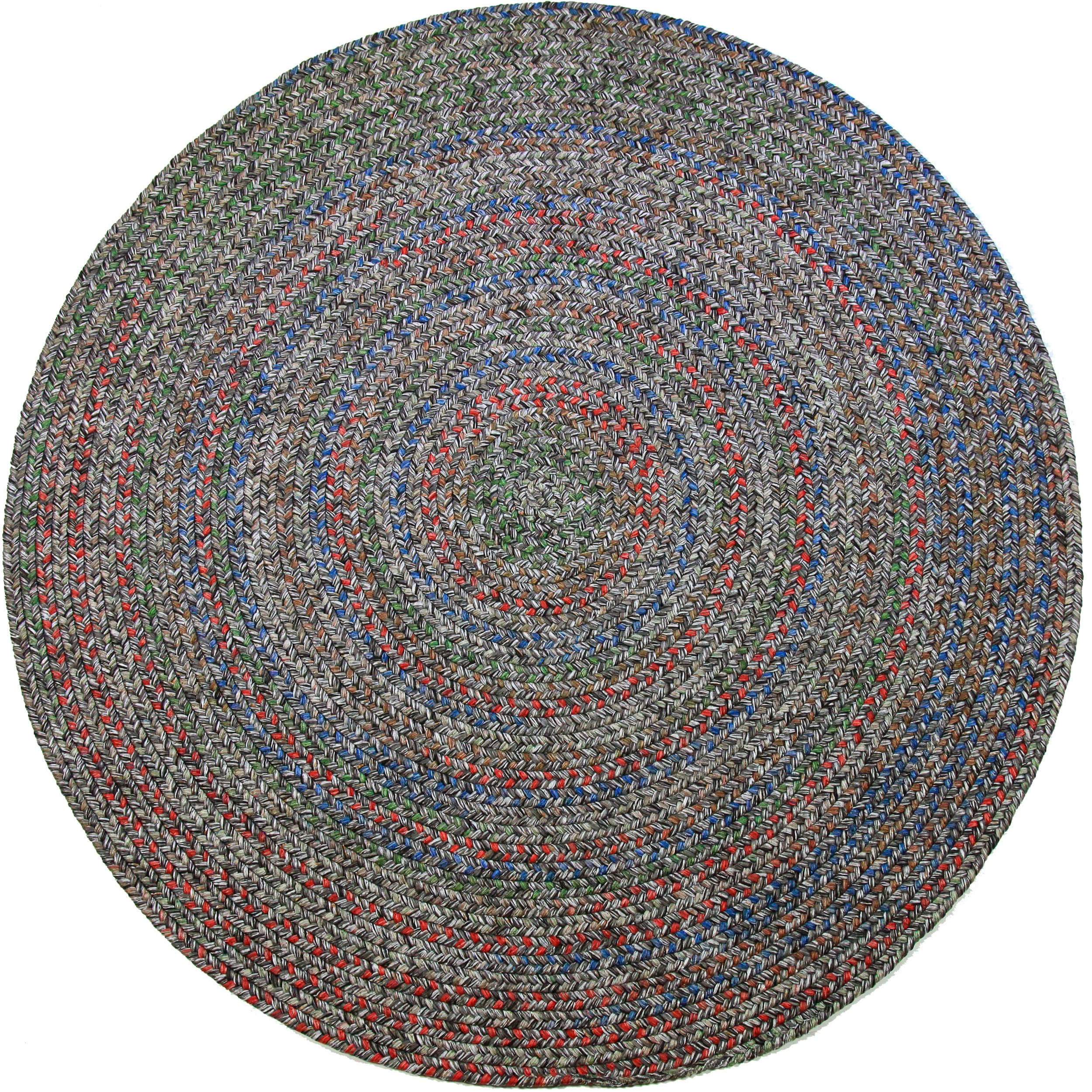 Rhody Rug SO85R096X096 8 x 8 (ft) Braided Polypropylene Graphite Round Indoor/Outdoor Geometric Area rug