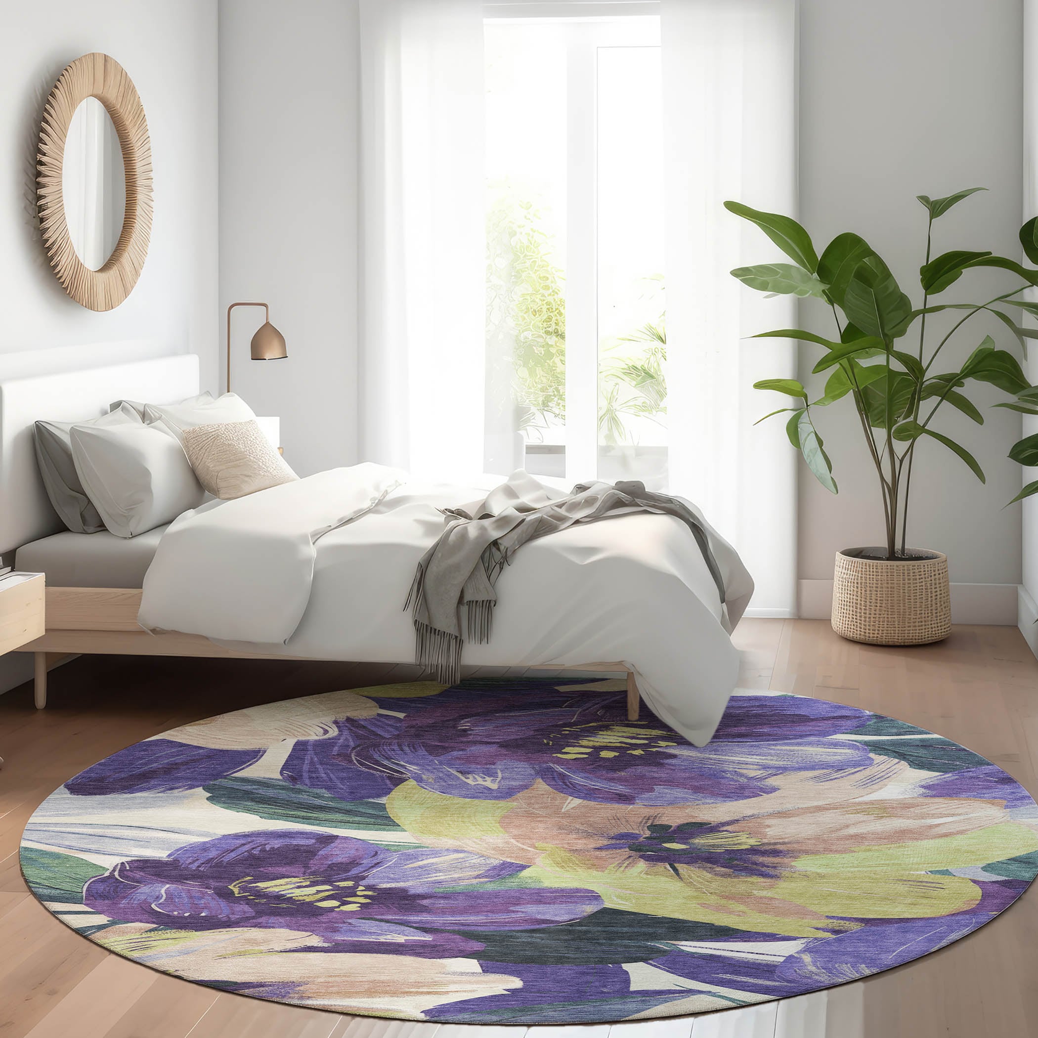 Addison Rugs ACN1490PP8RO Chantille ACN1490PP 8 x 8 (ft) Polyester Purple Round Indoor/Outdoor Geometric Machine washable Area rug