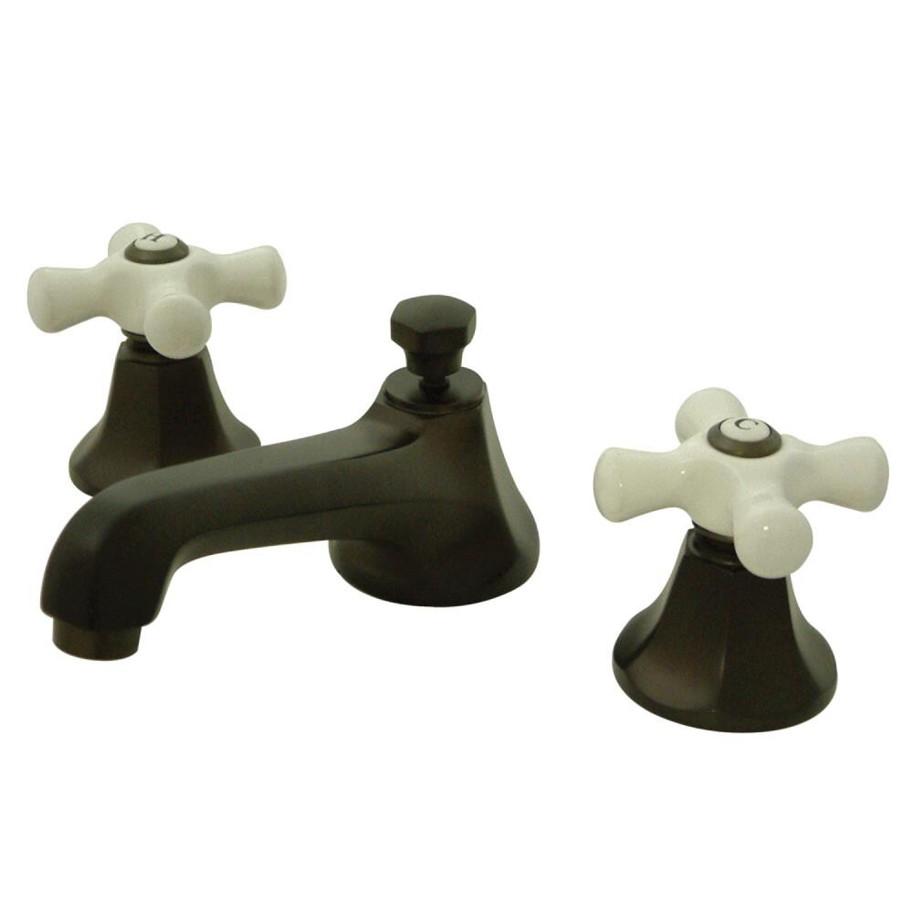 Kingston Brass WLKS4465PX Metropolitan Oil-rubbed bronze Widespread 2-handle Residential Handle Bathroom Sink Faucet with Drain