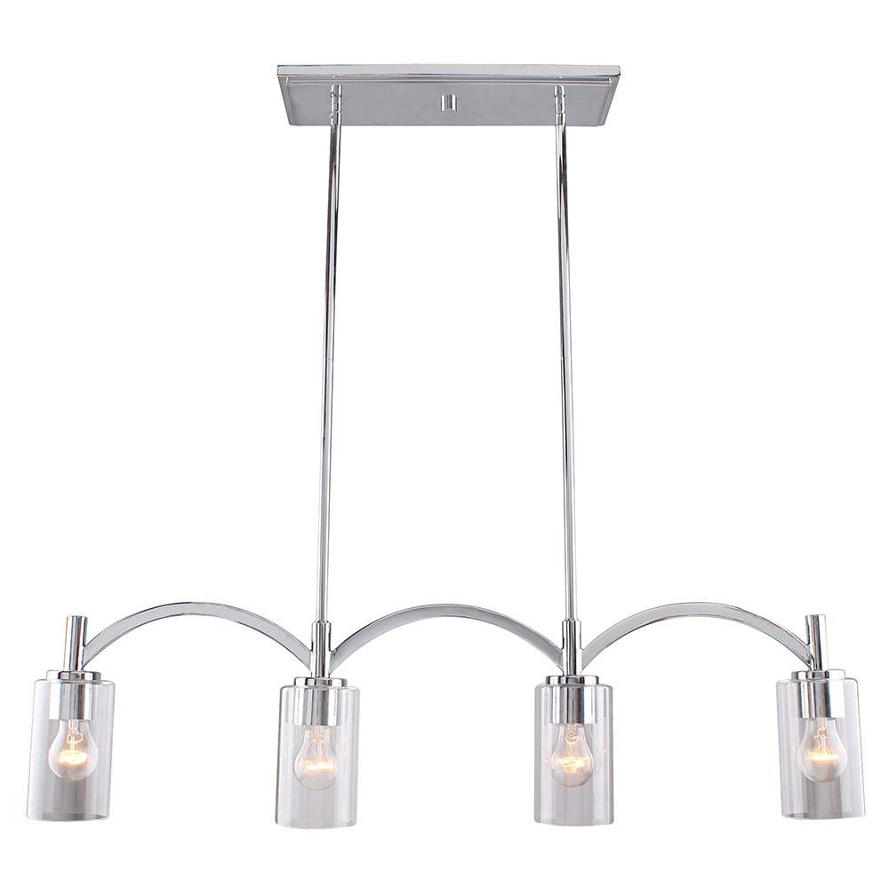 EGLO 203743A Devora 4-Light Chrome Transitional Clear Glass Cylinder Large Hanging Pendant Light