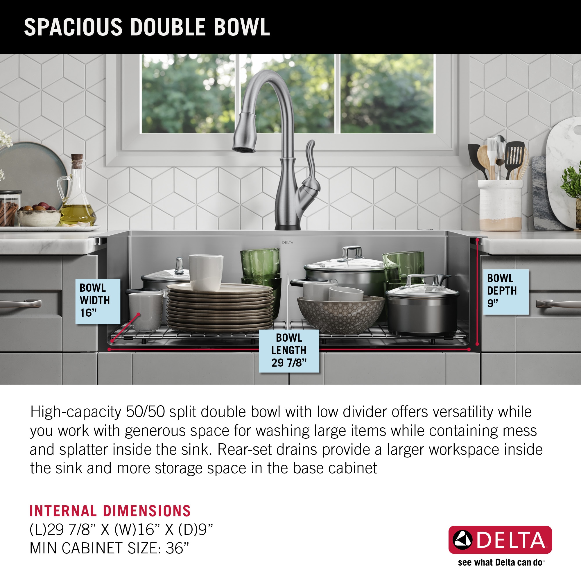 Delta Lorelai™ 33 L Workstation Kitchen Sink Drop-In Top Mount