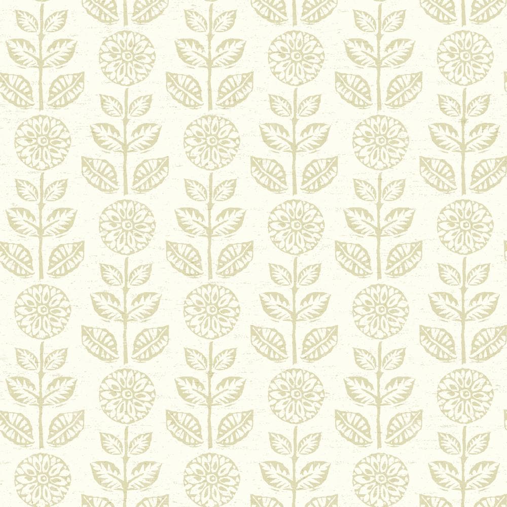 Brewster 2904-13513 Fresh Start Kitchen and Bath 56.4-Sq. Feet Neutral Non-woven Floral Prepasted Water Activated Paste Wallpaper