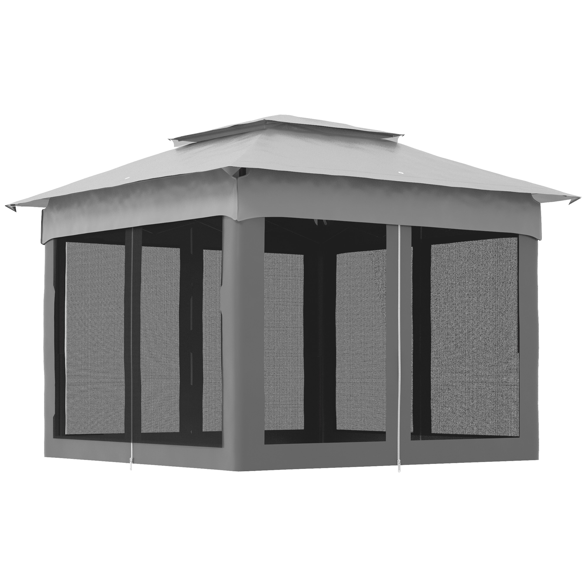 ToolCat BZ2-48-PW 10.75-ft x 10.75-ft Gray Gazebo with Soft Top Roof