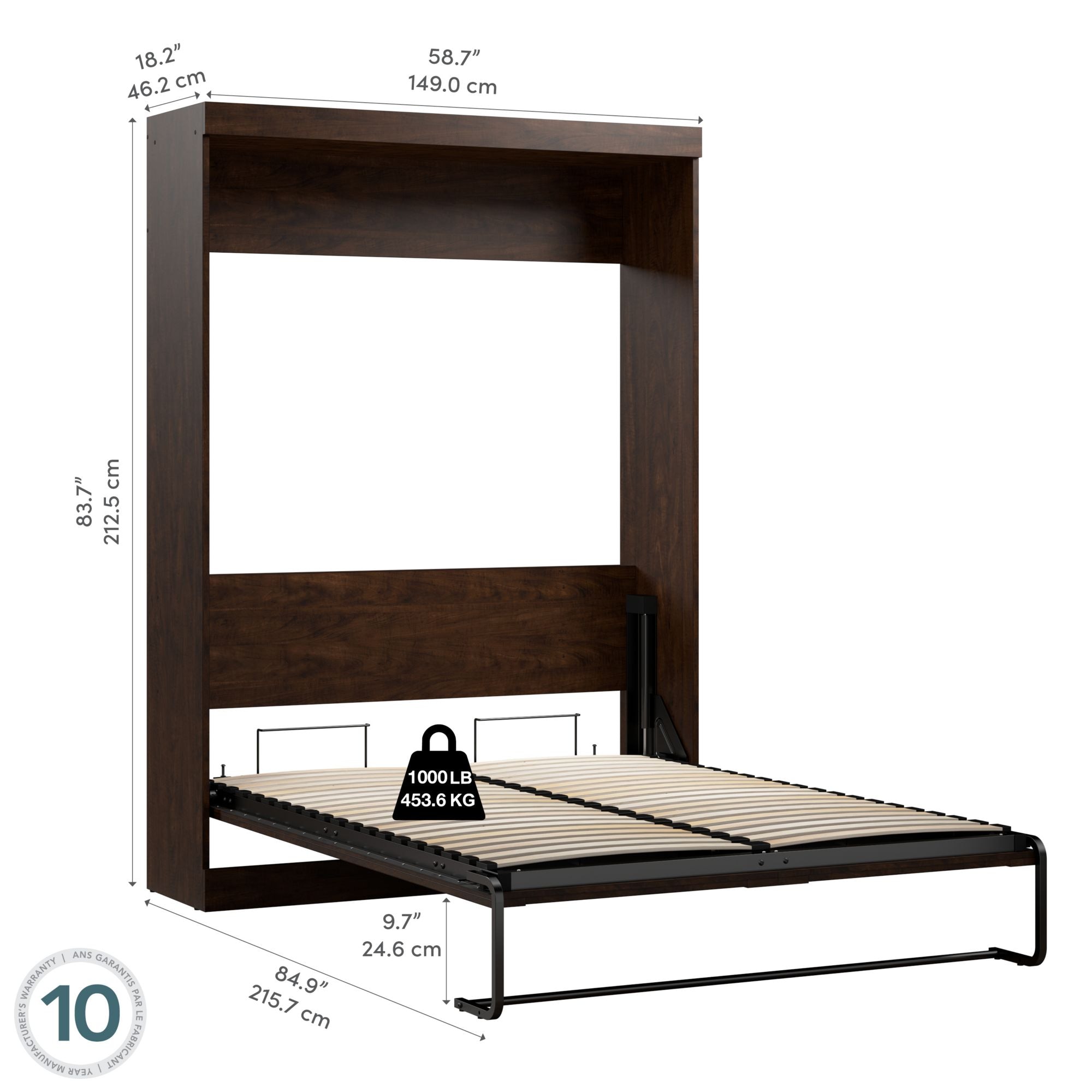 Bestar Pur Chocolate Full Composite Murphy Bed in the Beds department ...