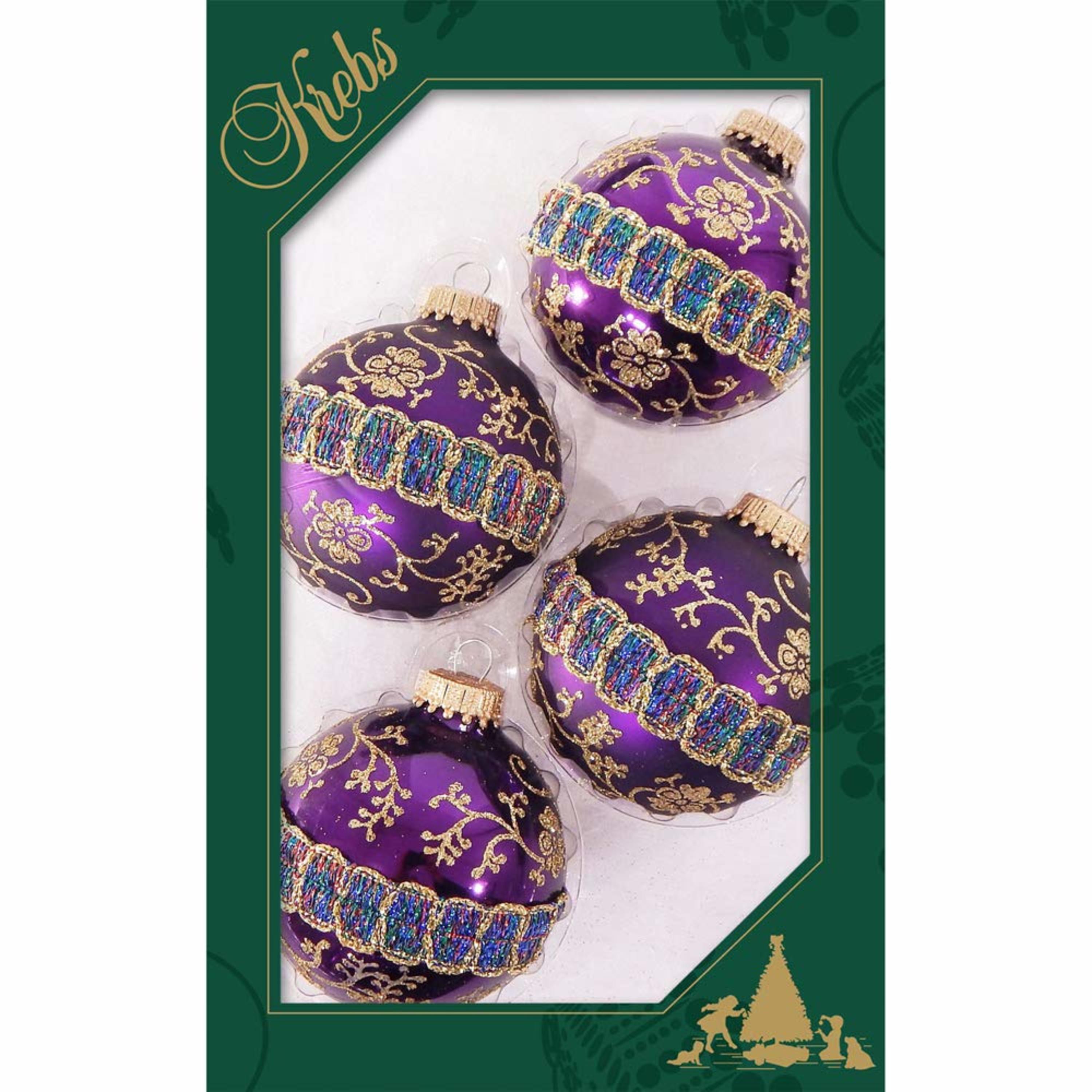 Krebs KBX90230 4 -Pack Purple Standard Indoor Ornament set