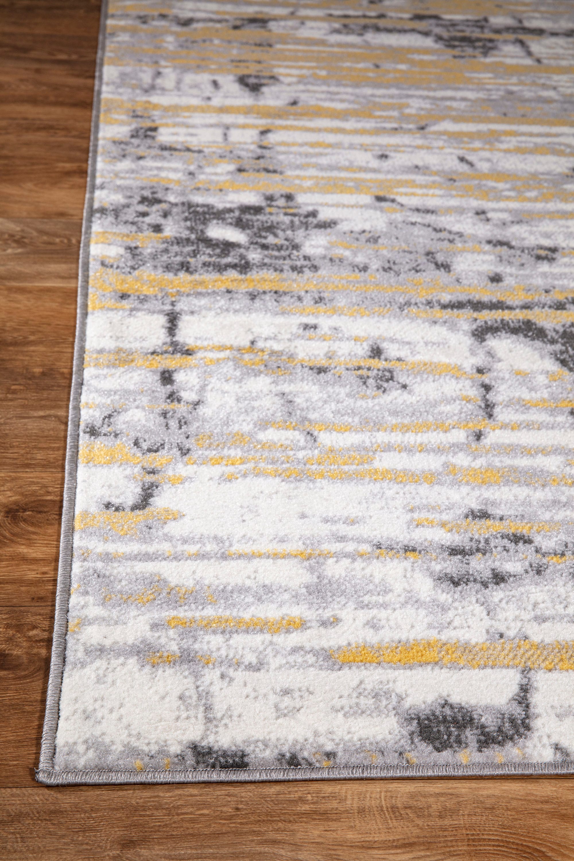 Yellow and Gray Abstract 8' x 10' Synthetic Area Rug