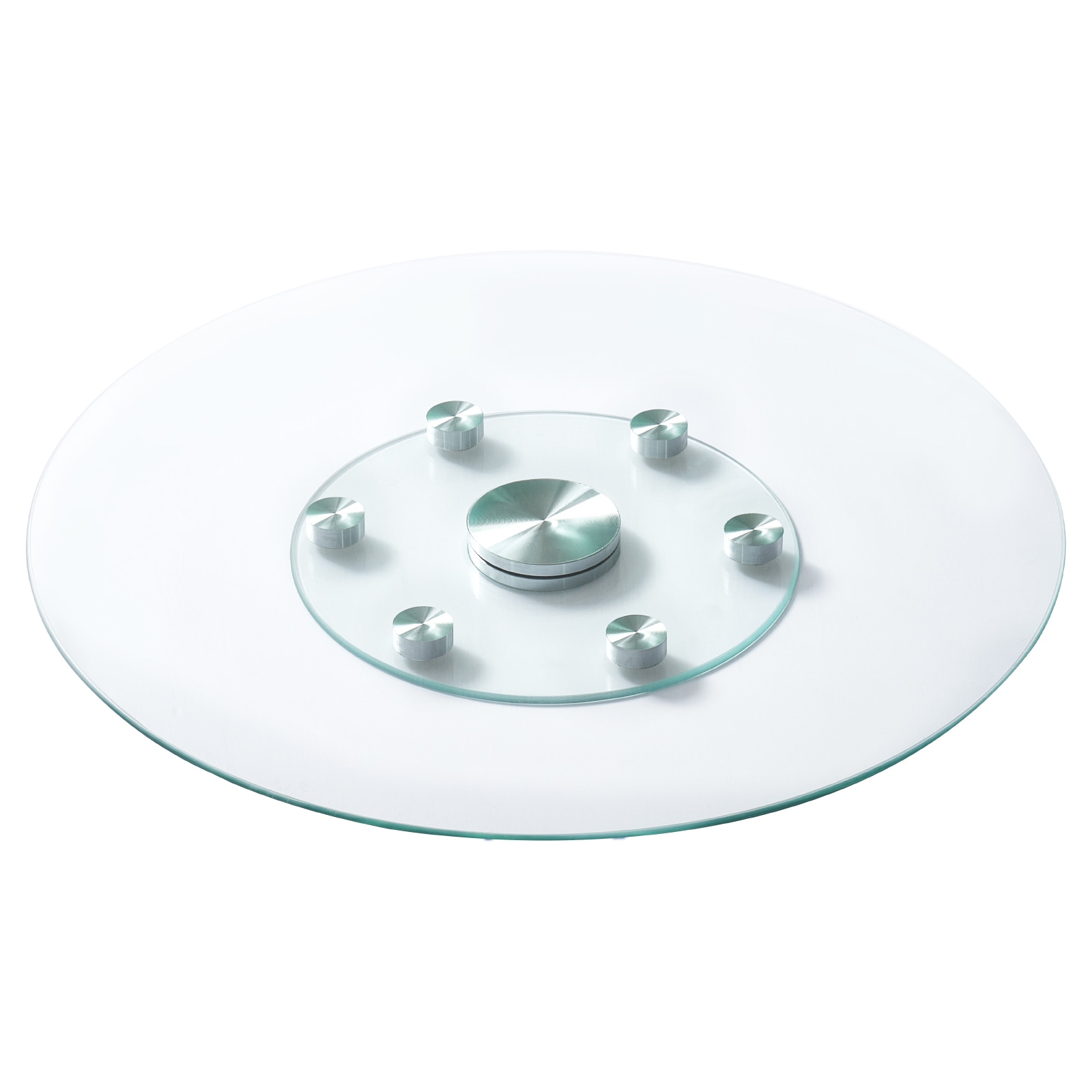 GIVIMO 30-in Tempered Glass Lazy Susan Turntable 360deg Silent Rotation 154-lb Capacity 6 Auxiliary Wheels Polished Edges for Dining Table Family Gatherings Banquets Weddings