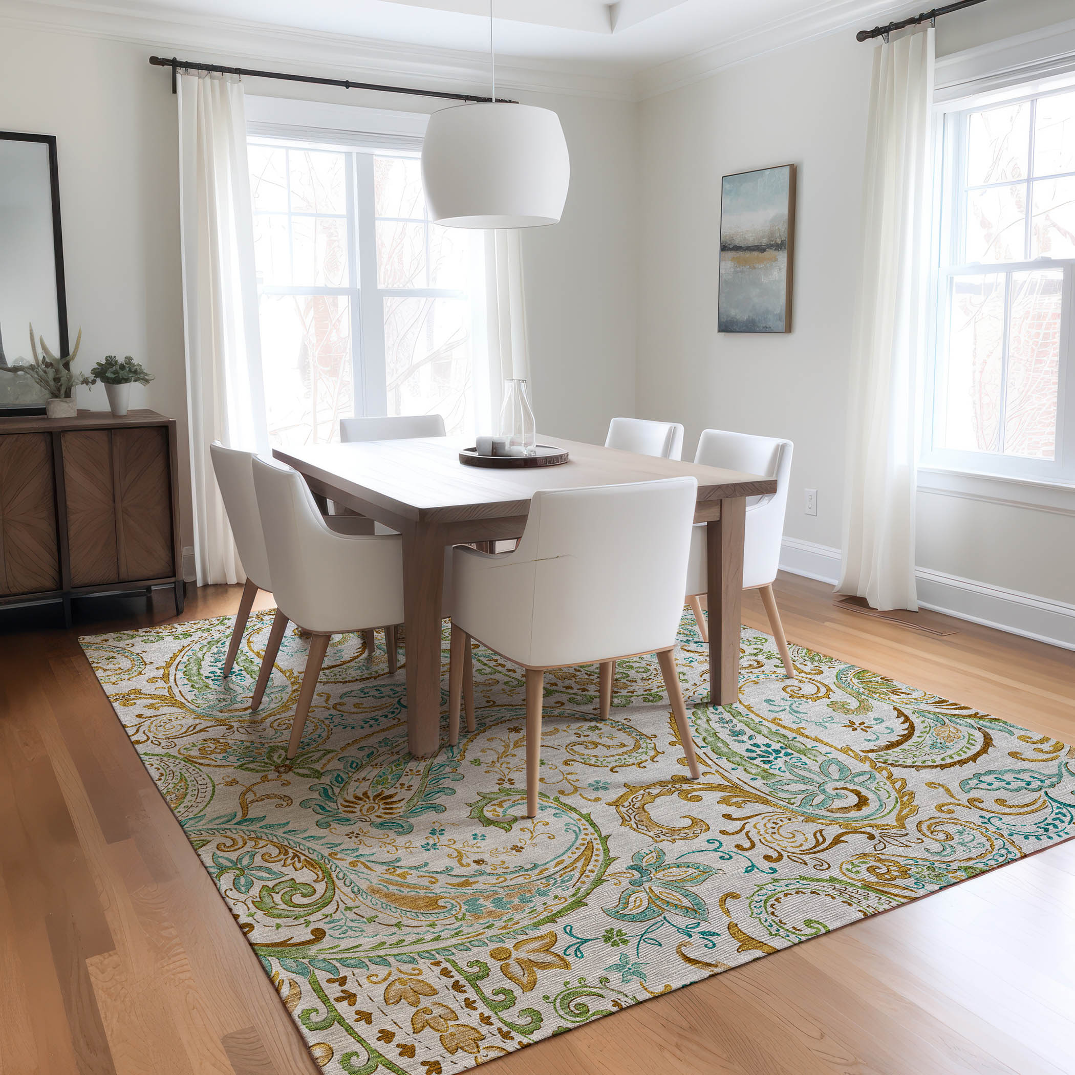 Addison Rugs ACN533IV8X10 Chantille 8 x 10 (ft) Polyester Ivory Rectangular Indoor/Outdoor Geometric Farmhouse/Cottage Machine washable Area rug