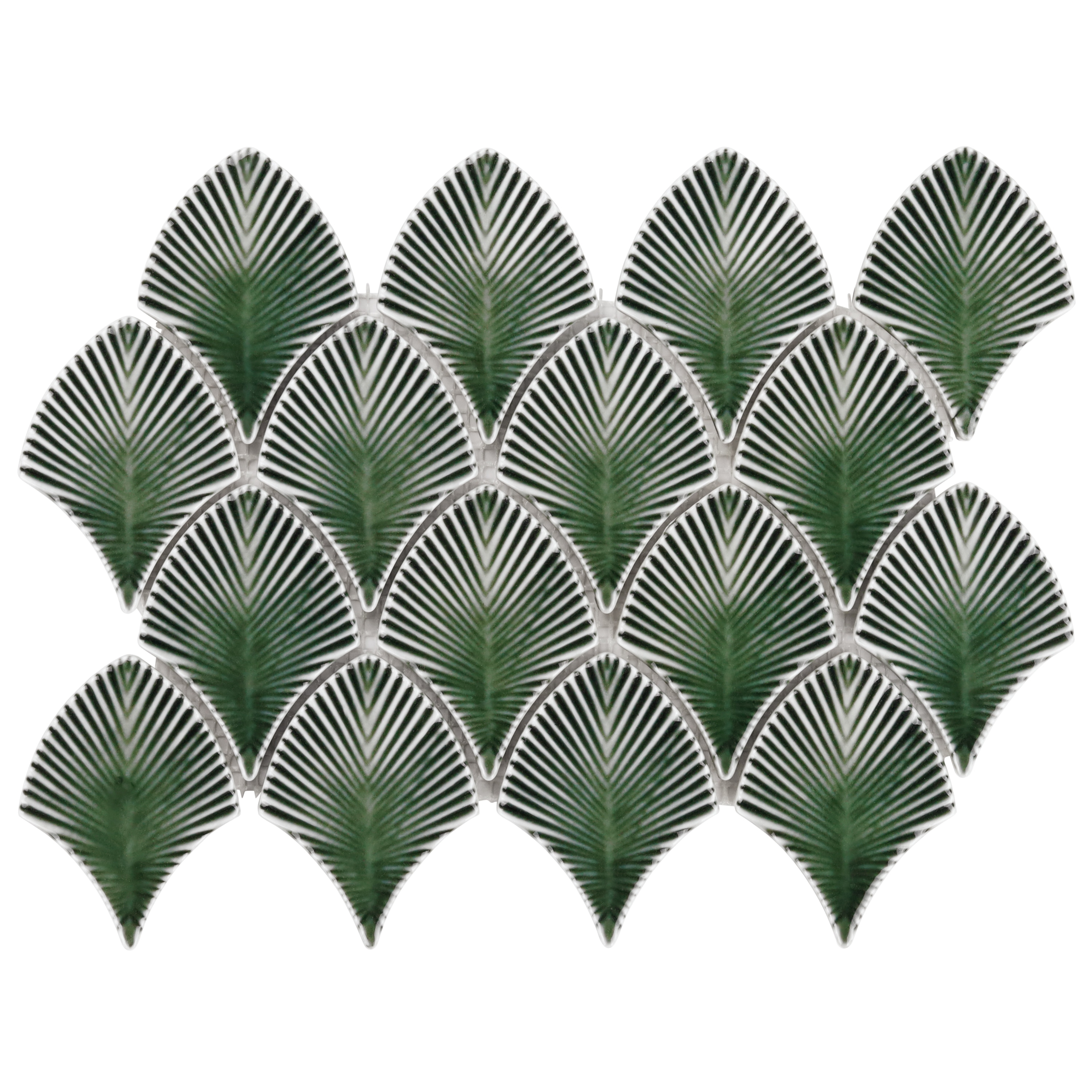 Artmore Tile EXT3RD109294 Sample - Divine Capri Green 4-in x 8-in Polished Glass Scale Wall Tile