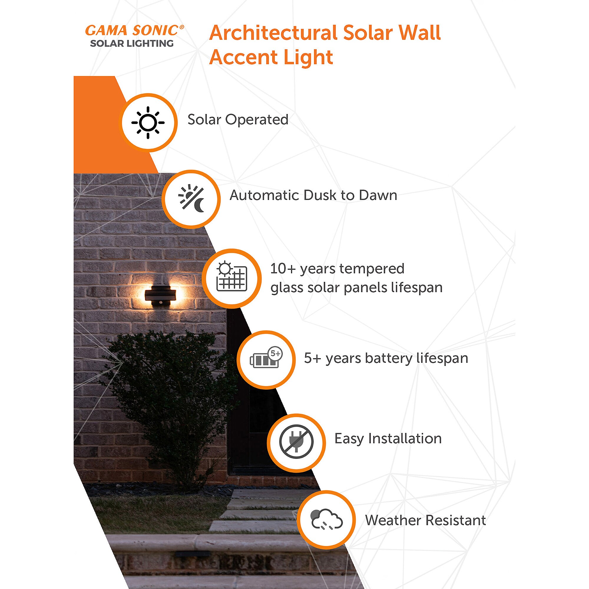 Gama Sonic Architectural Solar Wall Accent Light 2-Pack 5-in Black Solar  Motion Sensor Integrated Outdoor Wall Light in the Outdoor Wall Lights  department at