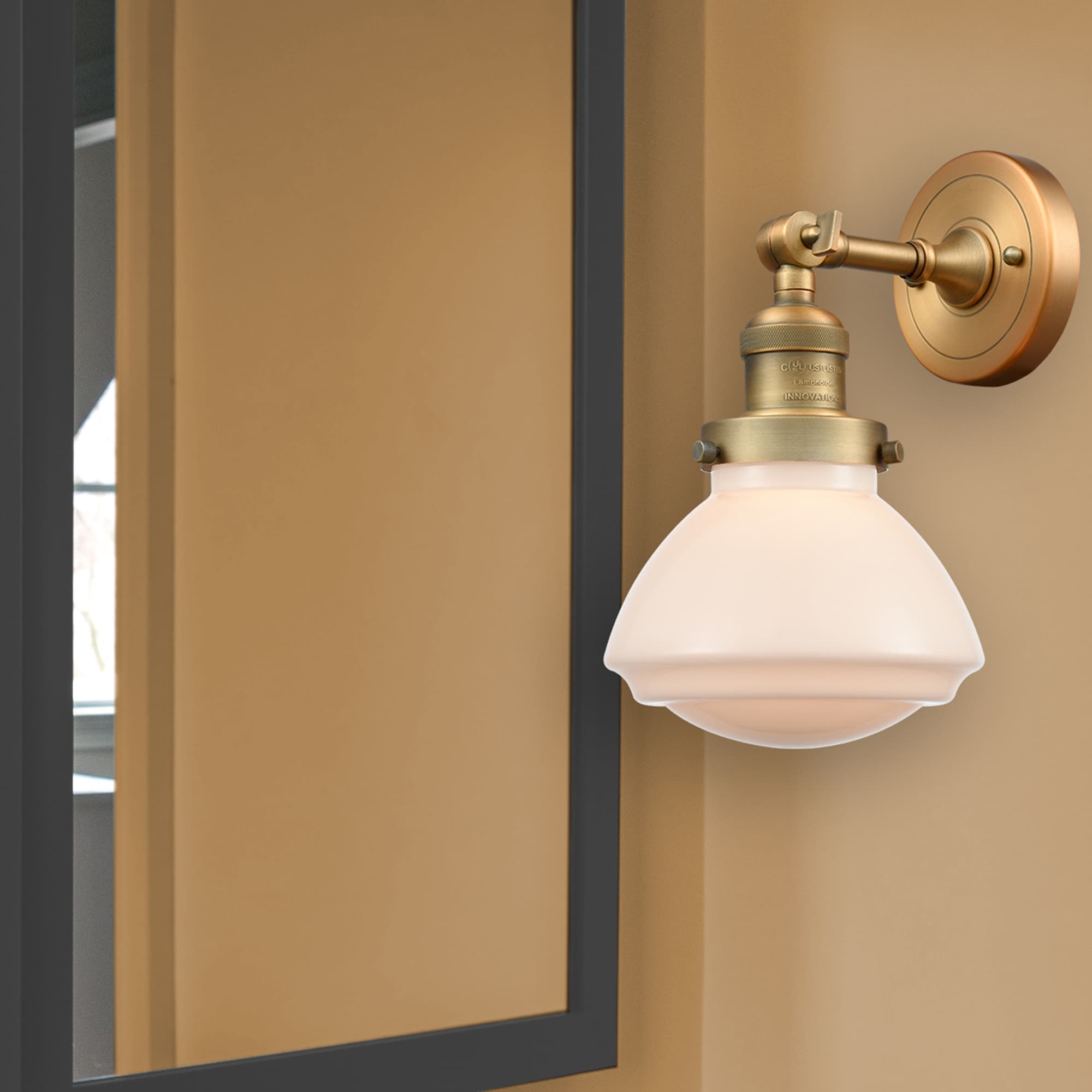 Innovations Lighting 203-BB-G321 Olean 6.75-in W 1 -Light Brushed Brass Industrial Wall Sconce