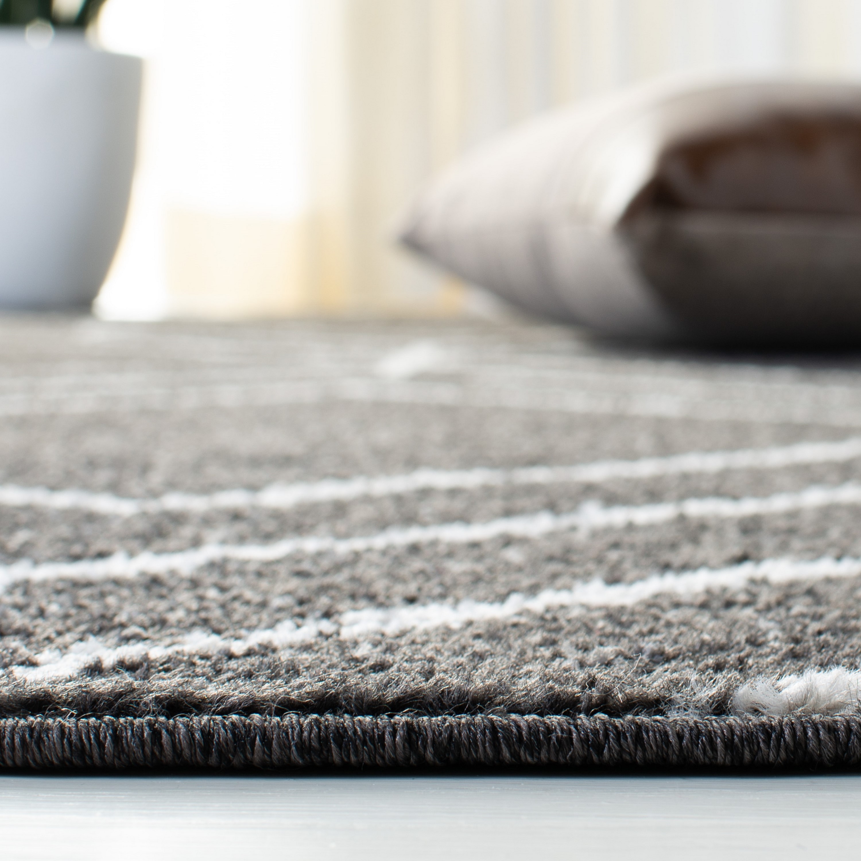Brown and Ivory Geometric Hand-Knotted Runner Rug