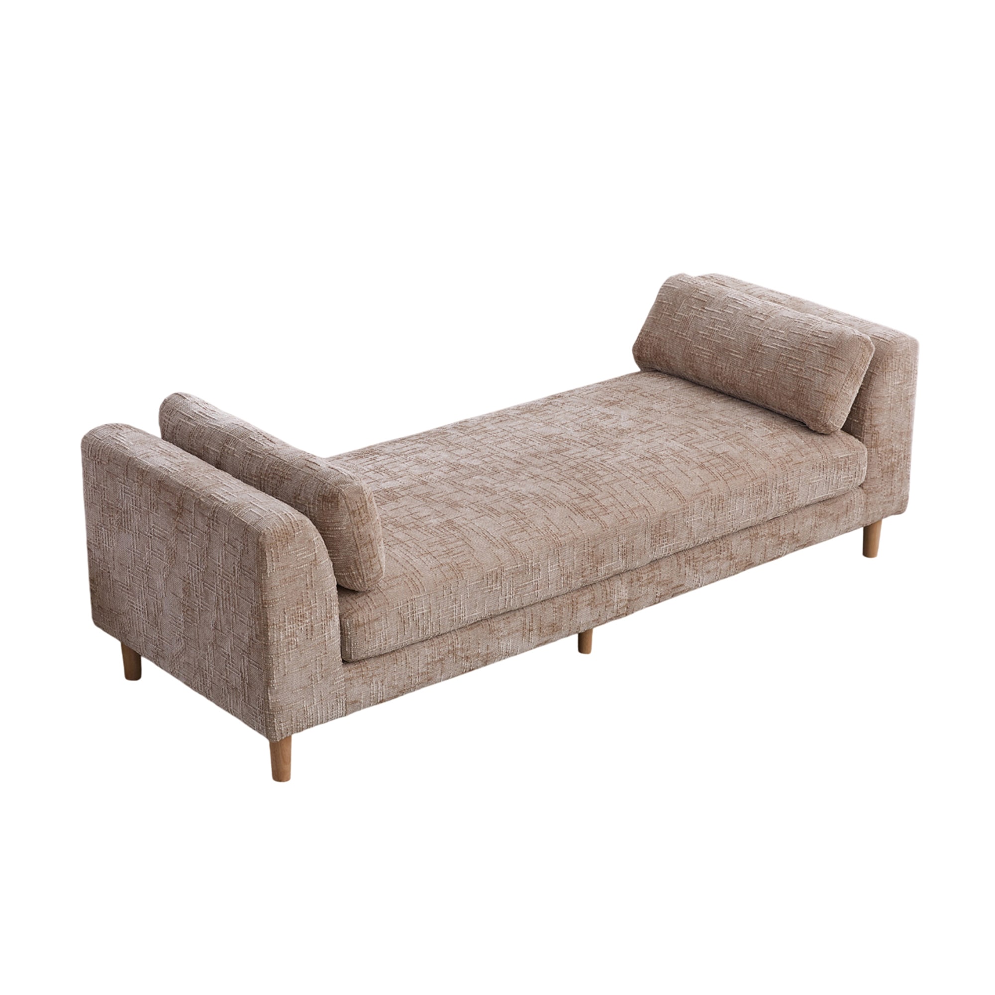 SINOFURN SYA020366GY Modern Wheat Accent Bench 75-in x 30-in x 25.6-in